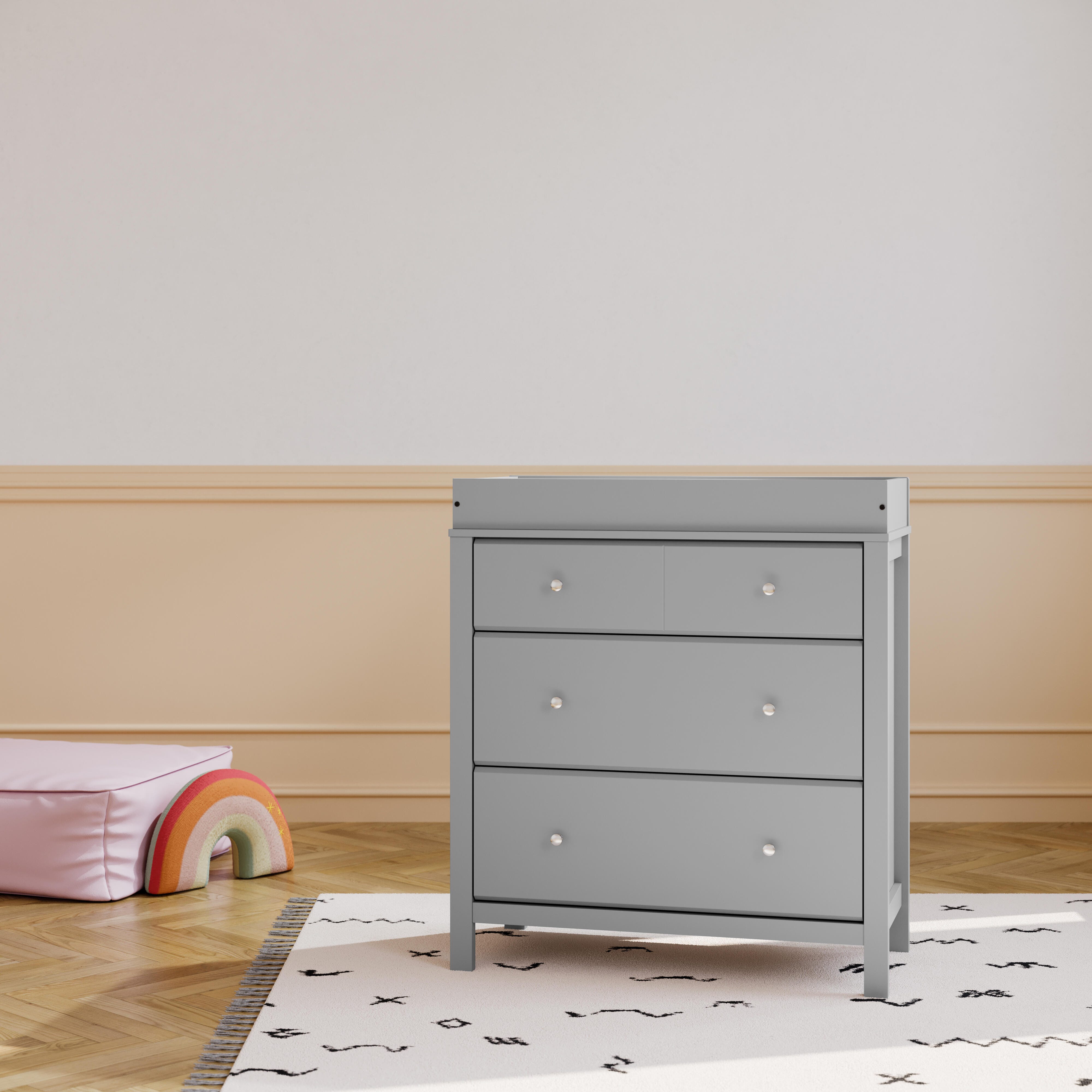 Storkcraft Horizon 3 Drawer Chest with Changing Topper, Pebble Gray, large