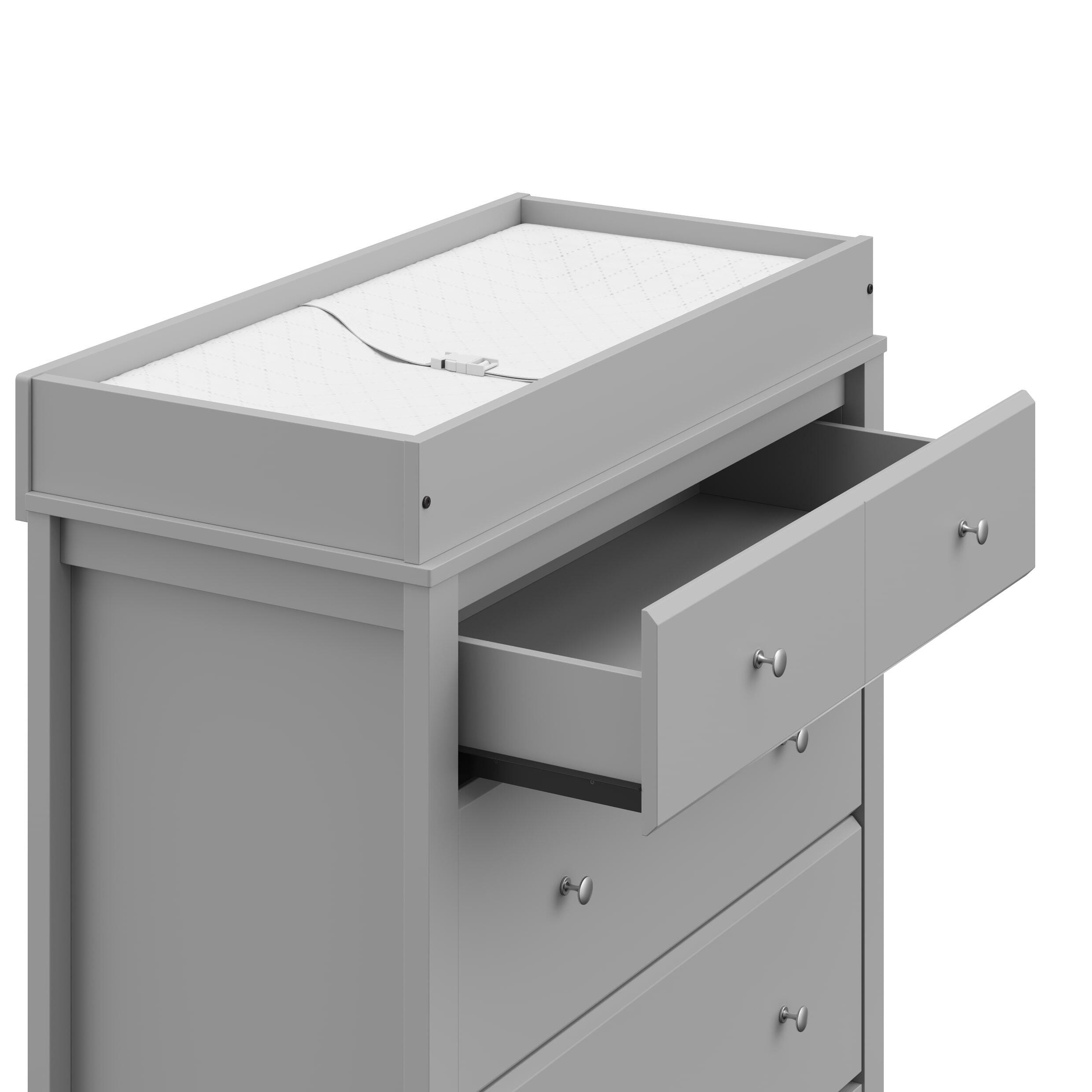 Storkcraft Horizon 3 Drawer Chest with Changing Topper, Pebble Gray, large
