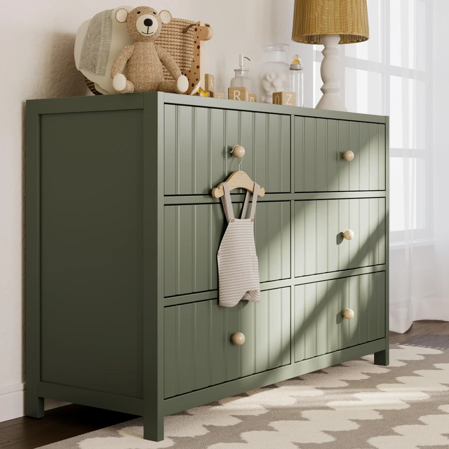 Teddi 6 Drawer Double Dresser Color: Olive Teddi 6 Drawer Double Dresser Color: Olive