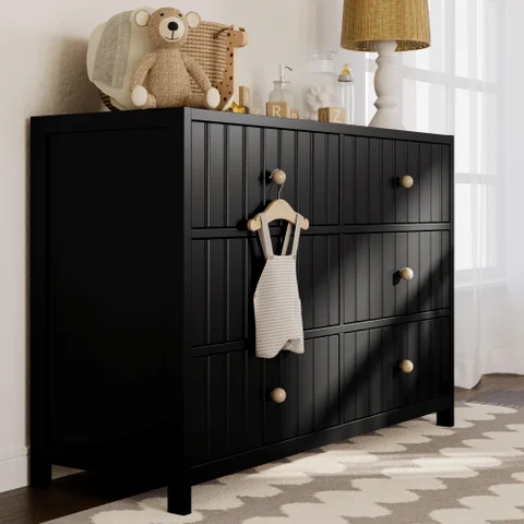 Teddi 6 Drawer Double Dresser Graco Color: Black Teddi 6 Drawer Double Dresser Graco Color: Black