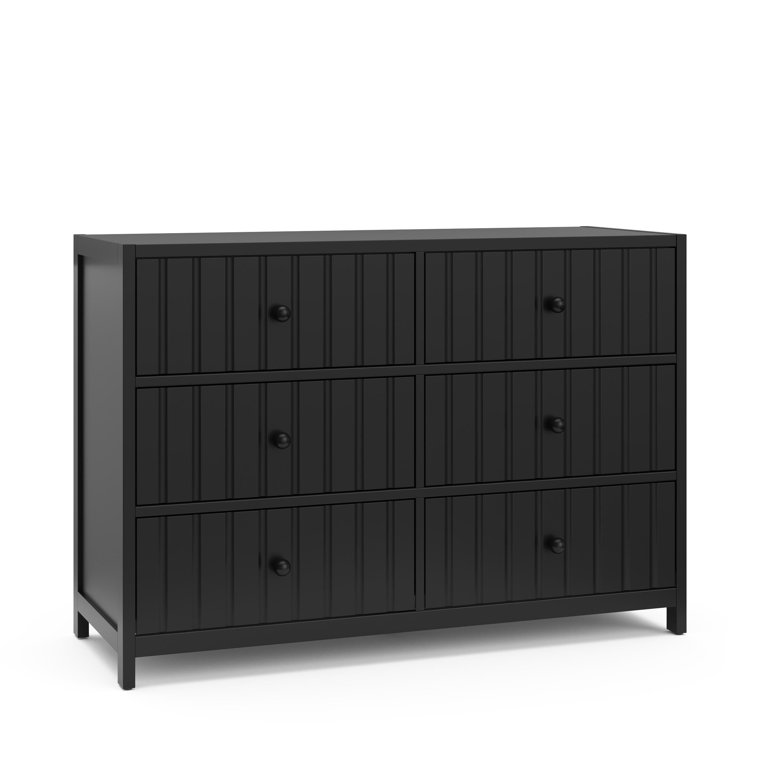 black 6 drawer double dresser SunJet 6-Drawer Double Dresser for Bedroom in Black-Toned Mid-Century  Modern Style with Silver-Capped Legs 62 Inches Wide in the Dressers  department at Lowes.com