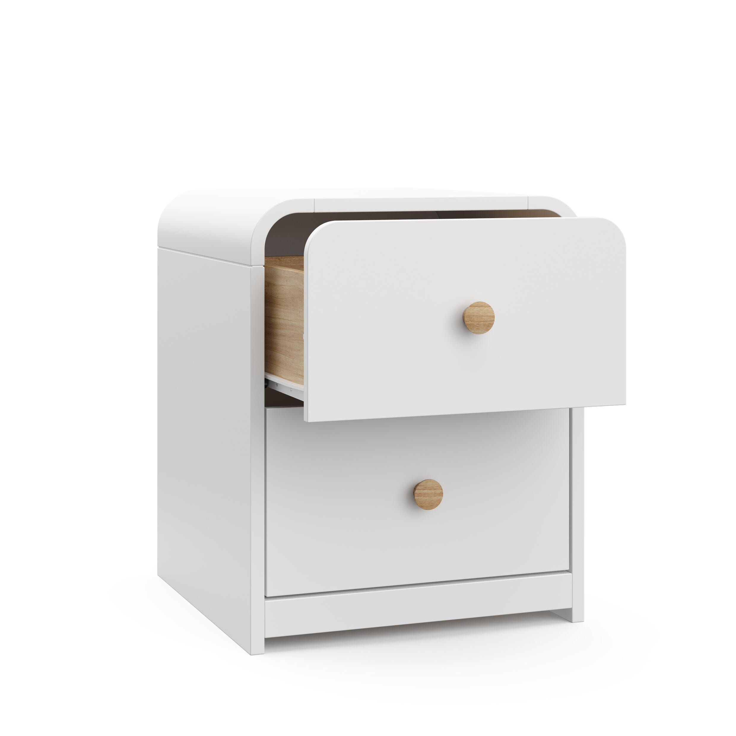 Storkcraft Next Santos 2 Drawer Nightstand, White, large