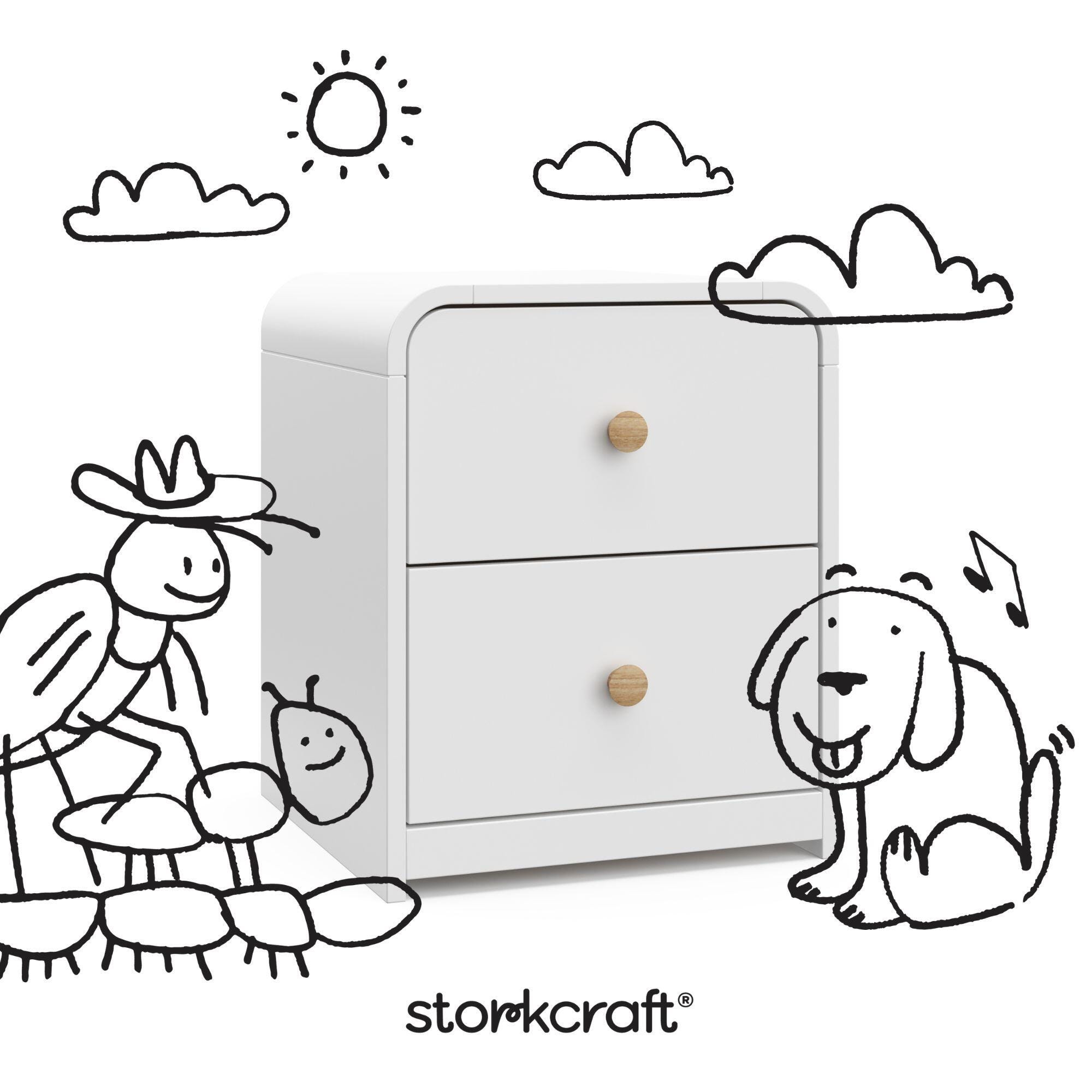 Storkcraft Next Santos 2 Drawer Nightstand, White, large