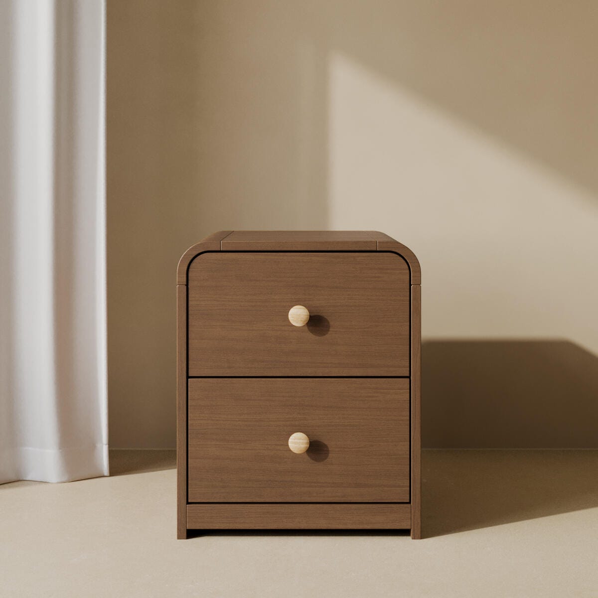 Storkcraft Next Santos 2 Drawer Nightstand, Hazelnut, large
