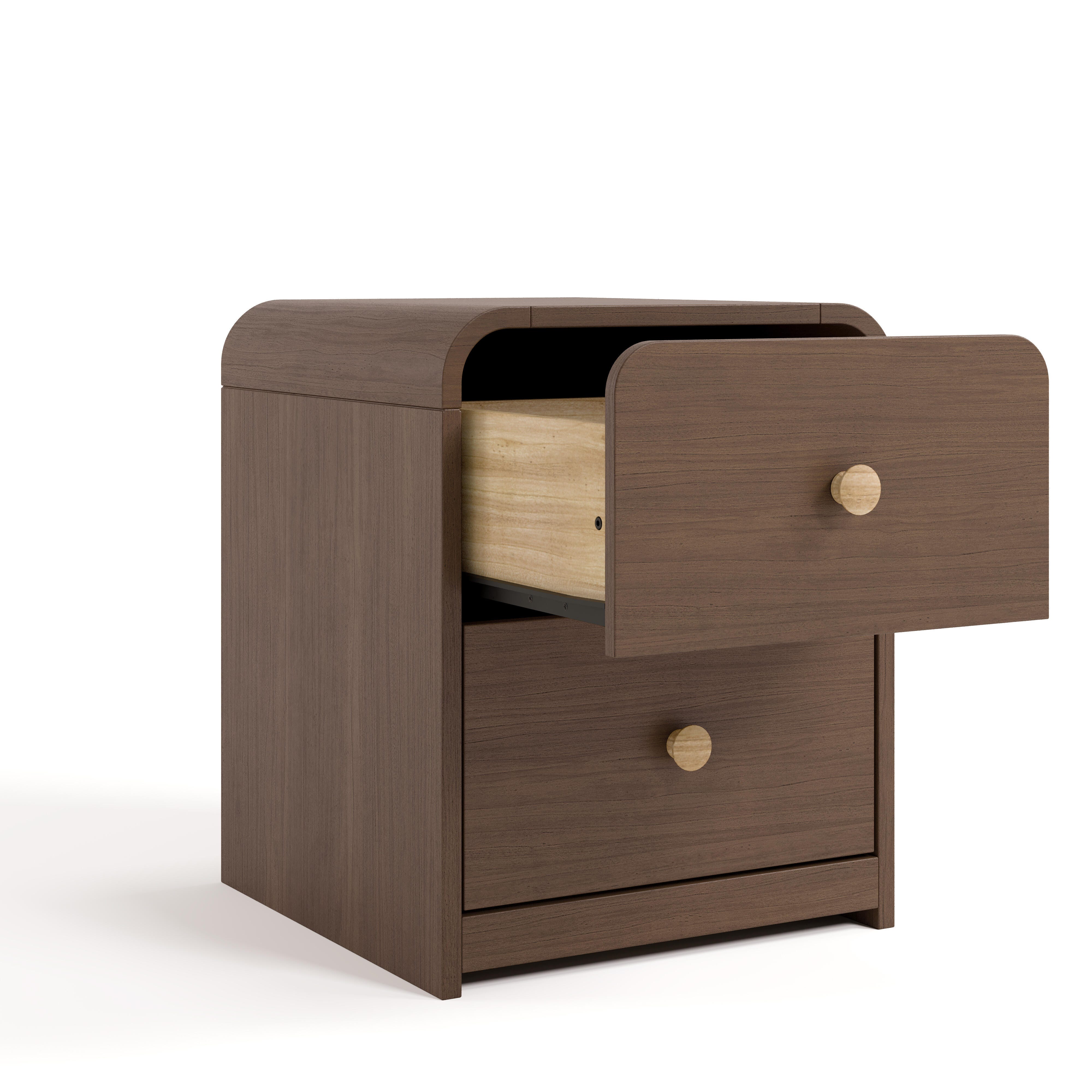 Storkcraft Next Santos 2 Drawer Nightstand, Hazelnut, large