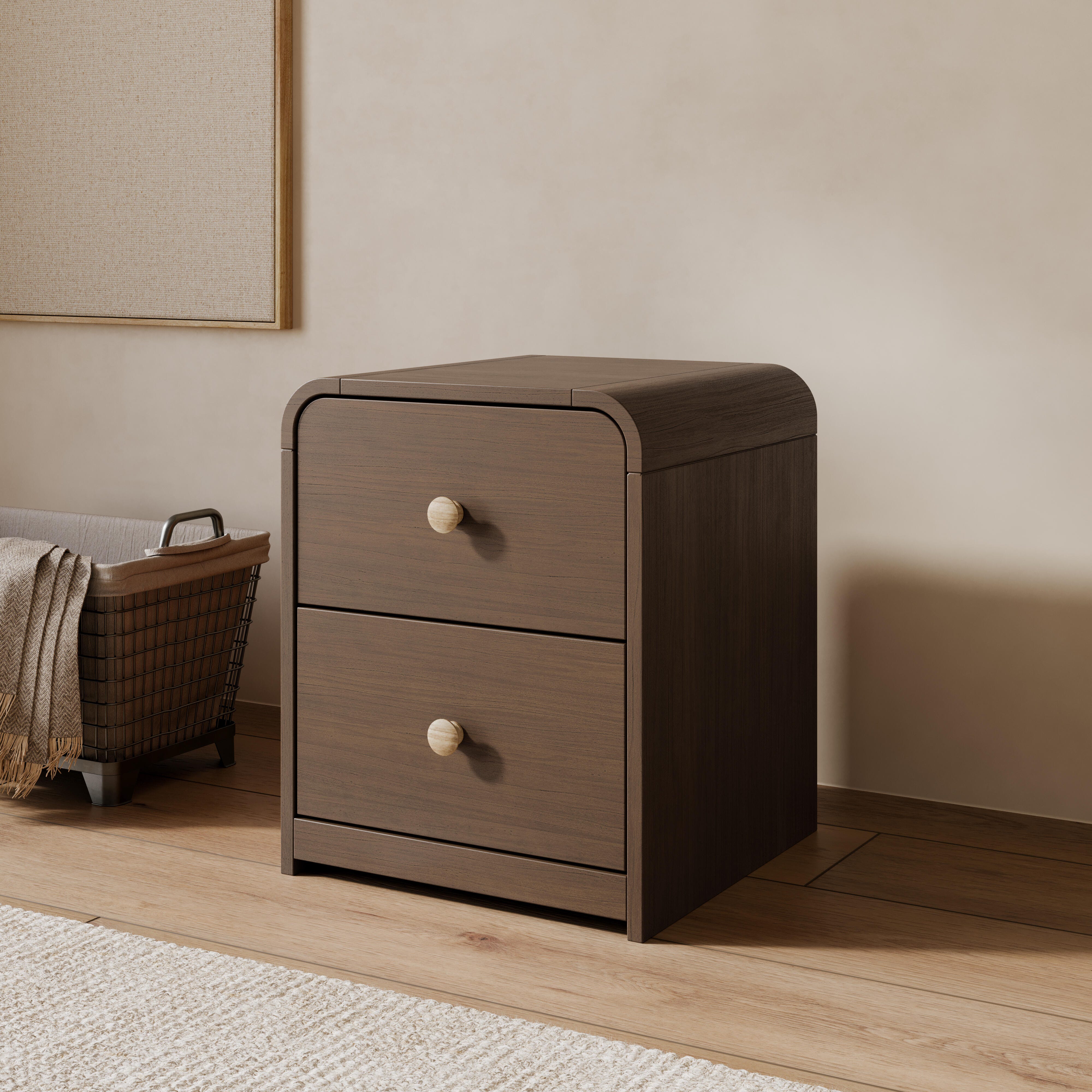 Storkcraft Next Santos 2 Drawer Nightstand, Hazelnut, large