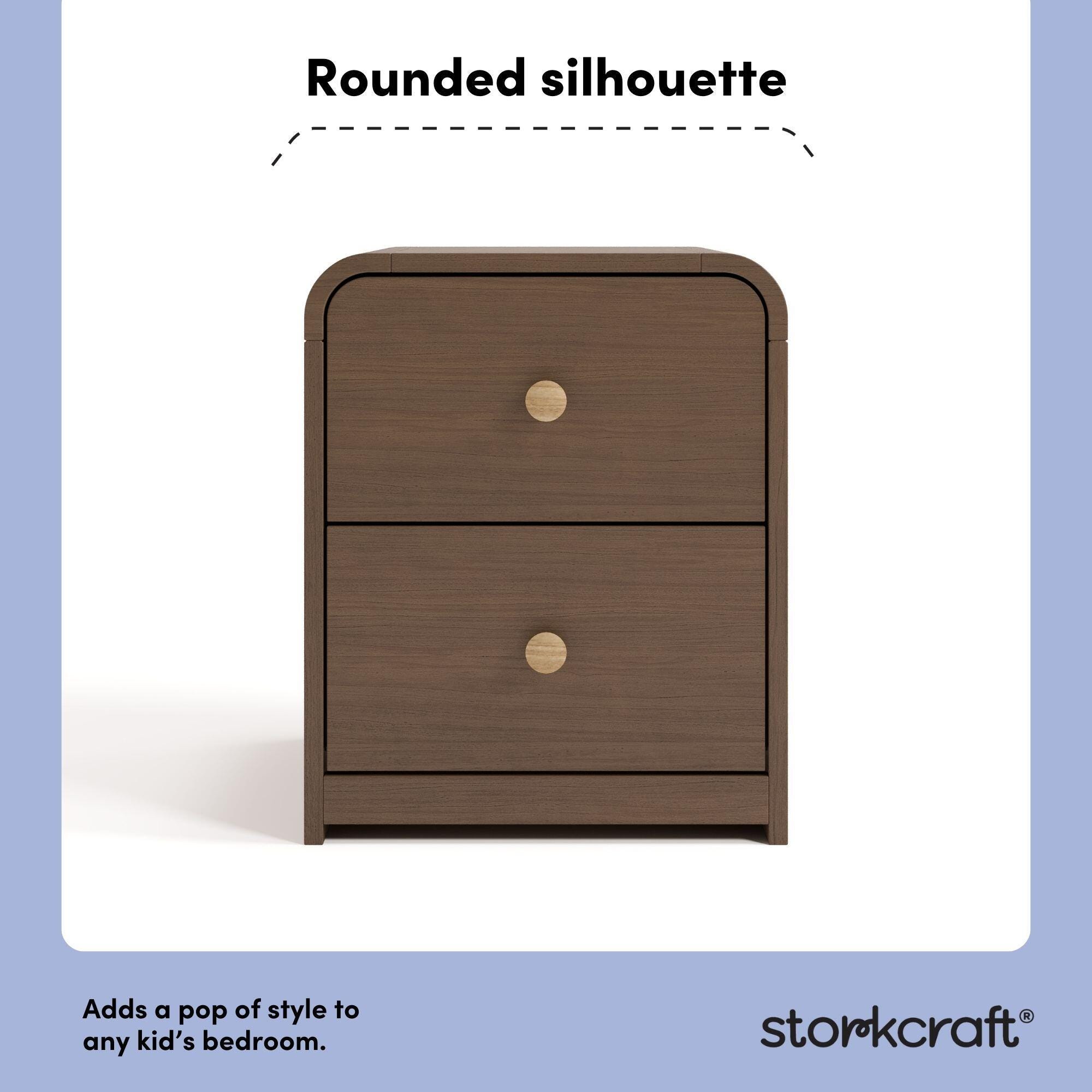 Storkcraft Next Santos 2 Drawer Nightstand, Hazelnut, large