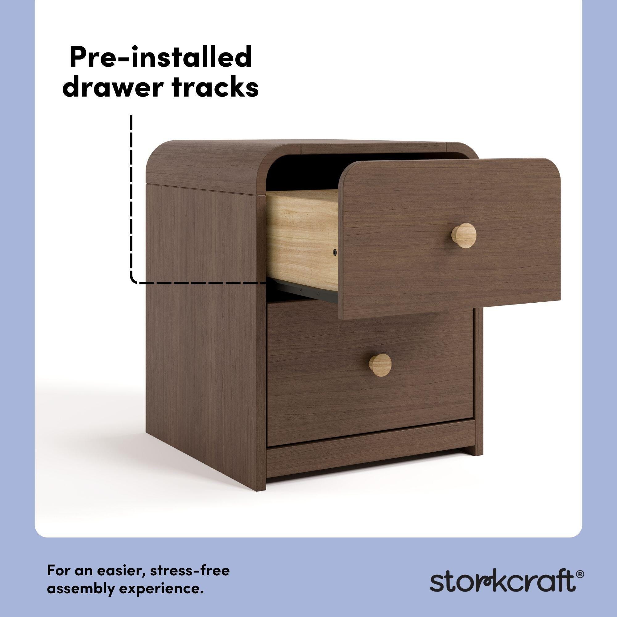 Storkcraft Next Santos 2 Drawer Nightstand, Hazelnut, large