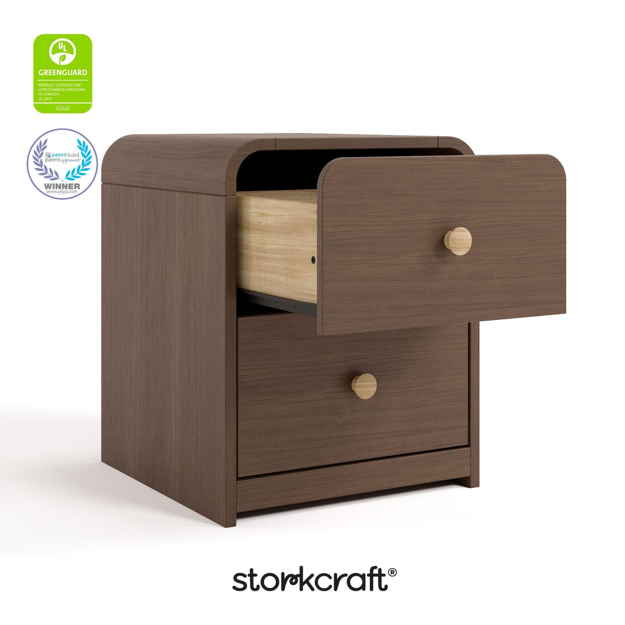 Storkcraft Next Santos 2 Drawer Nightstand, Hazelnut, large