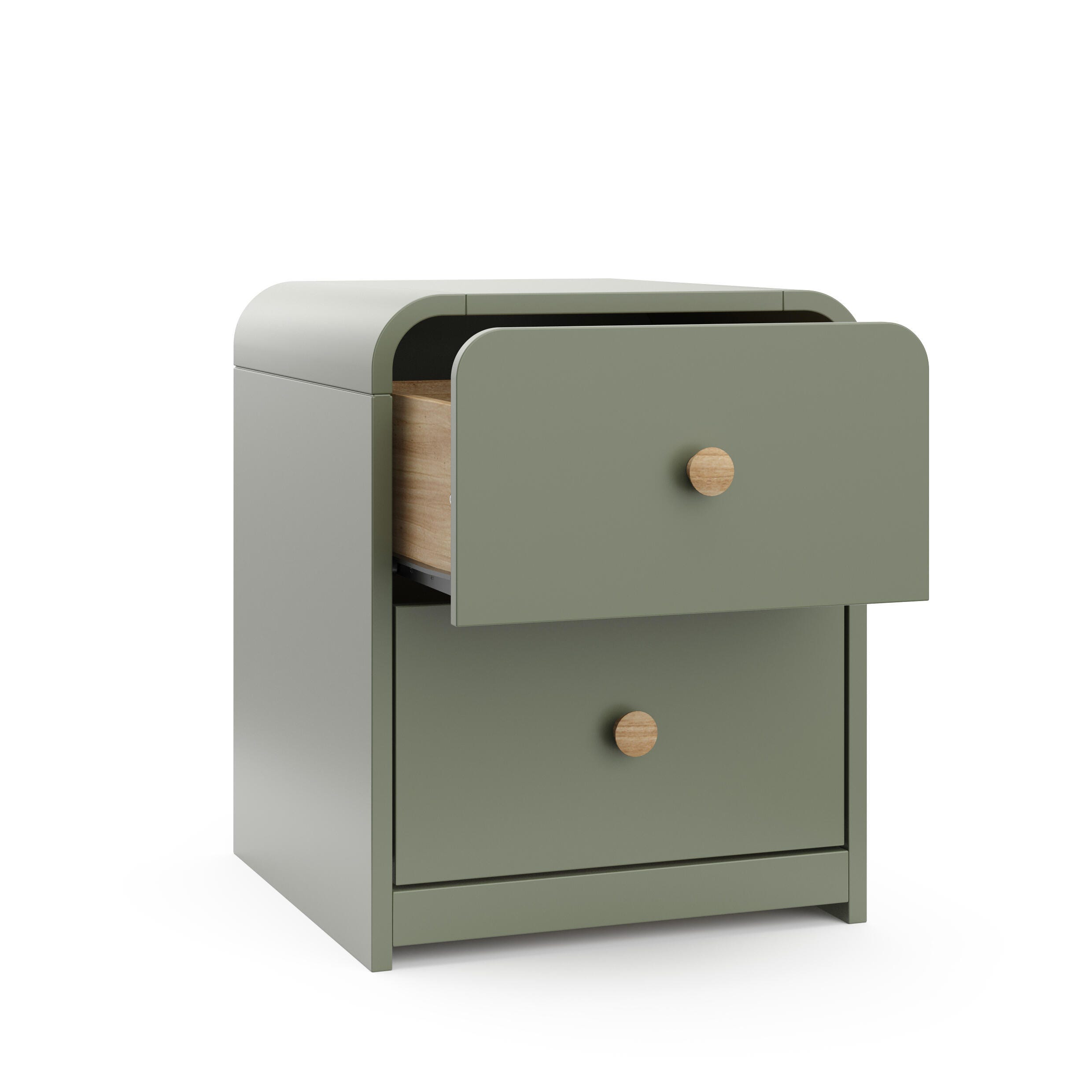 Storkcraft Next Santos 2 Drawer Nightstand, Olive, large