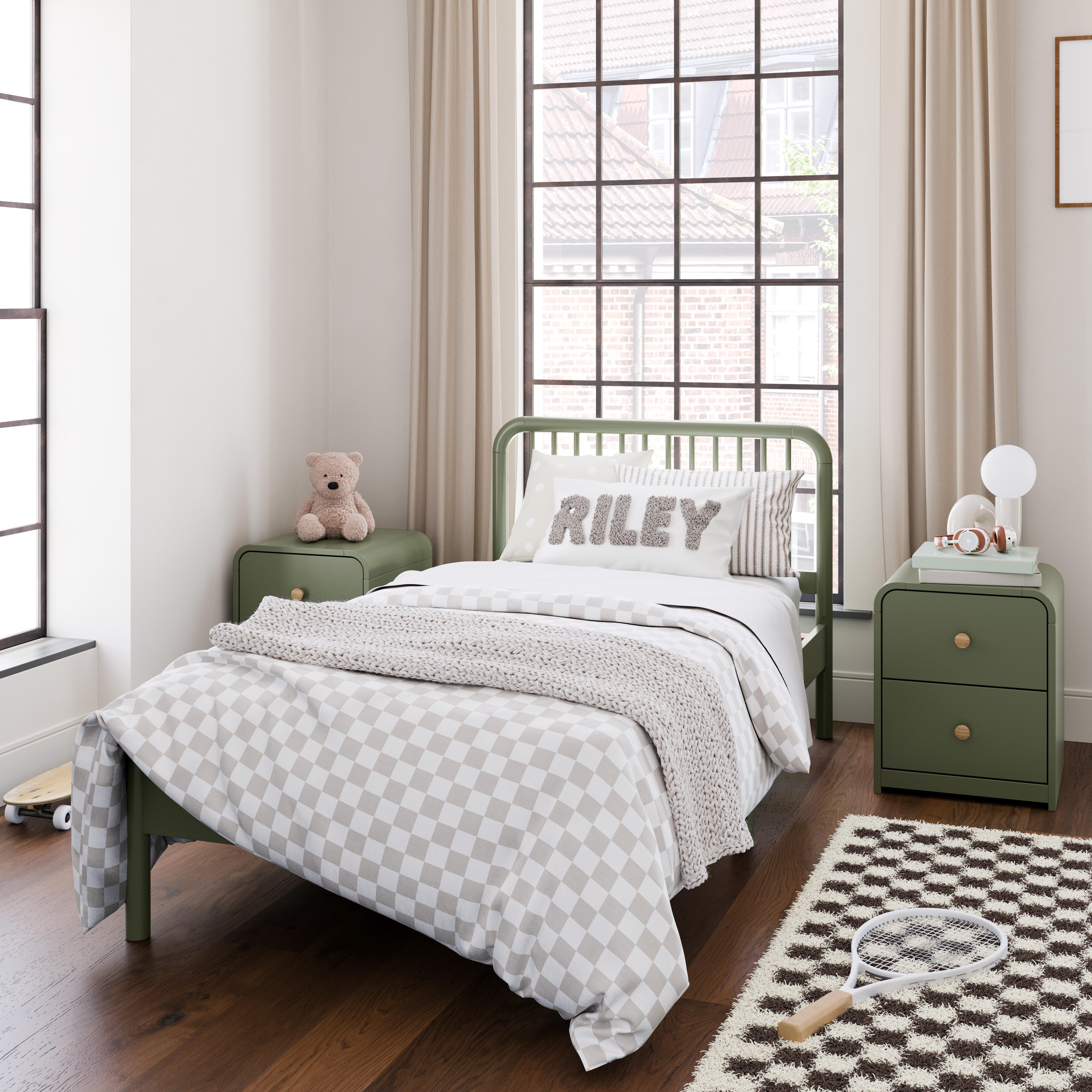 Storkcraft Next Santos 2 Drawer Nightstand, Olive, large