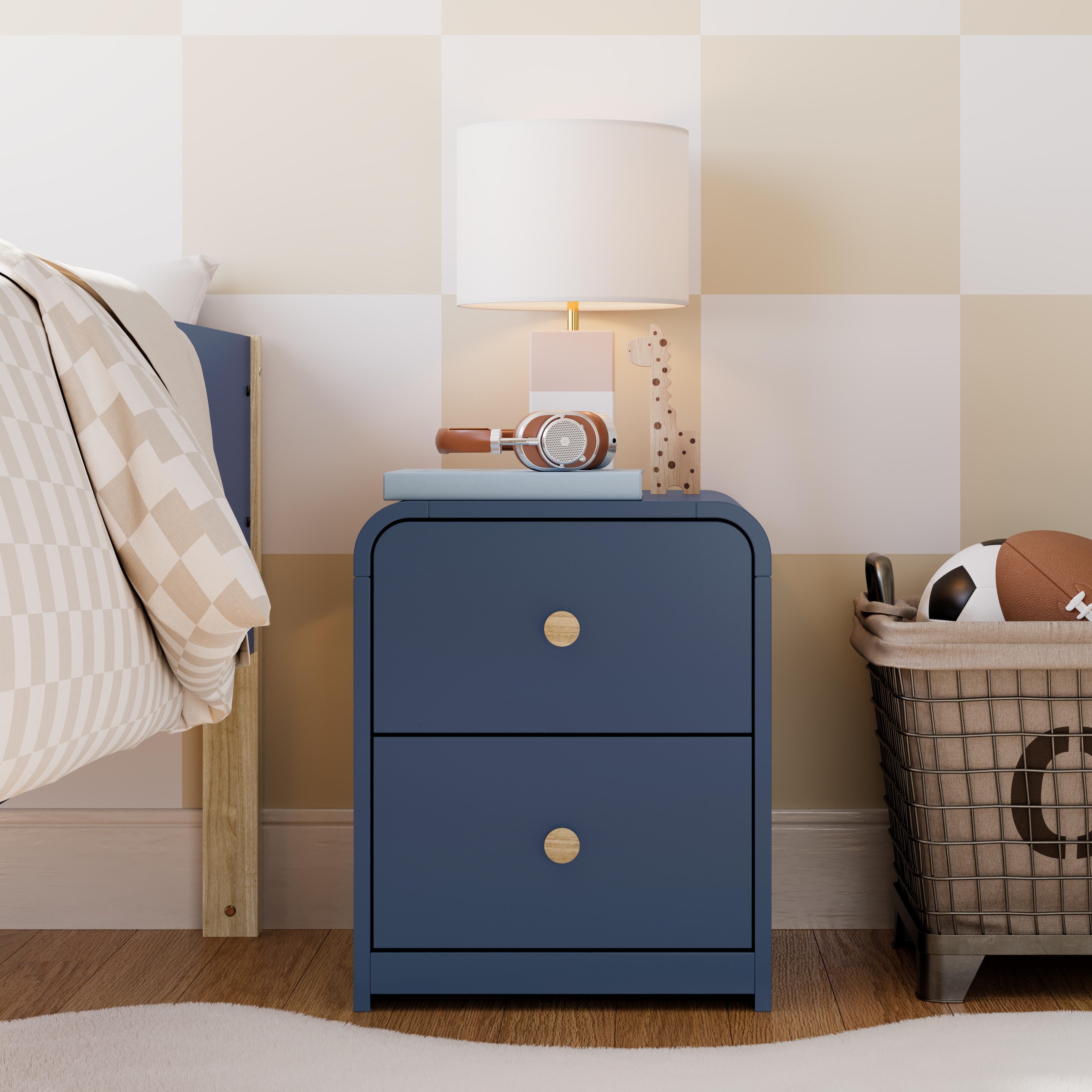 Storkcraft Next Santos 2 Drawer Nightstand, Midnight Blue, large
