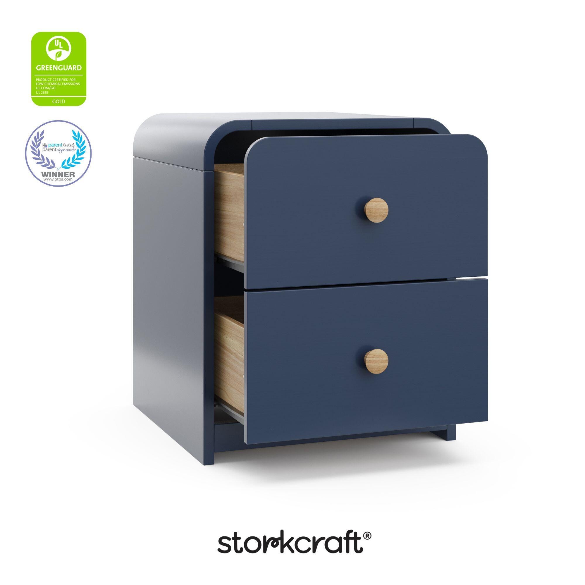 Storkcraft Next Santos 2 Drawer Nightstand, Midnight Blue, large