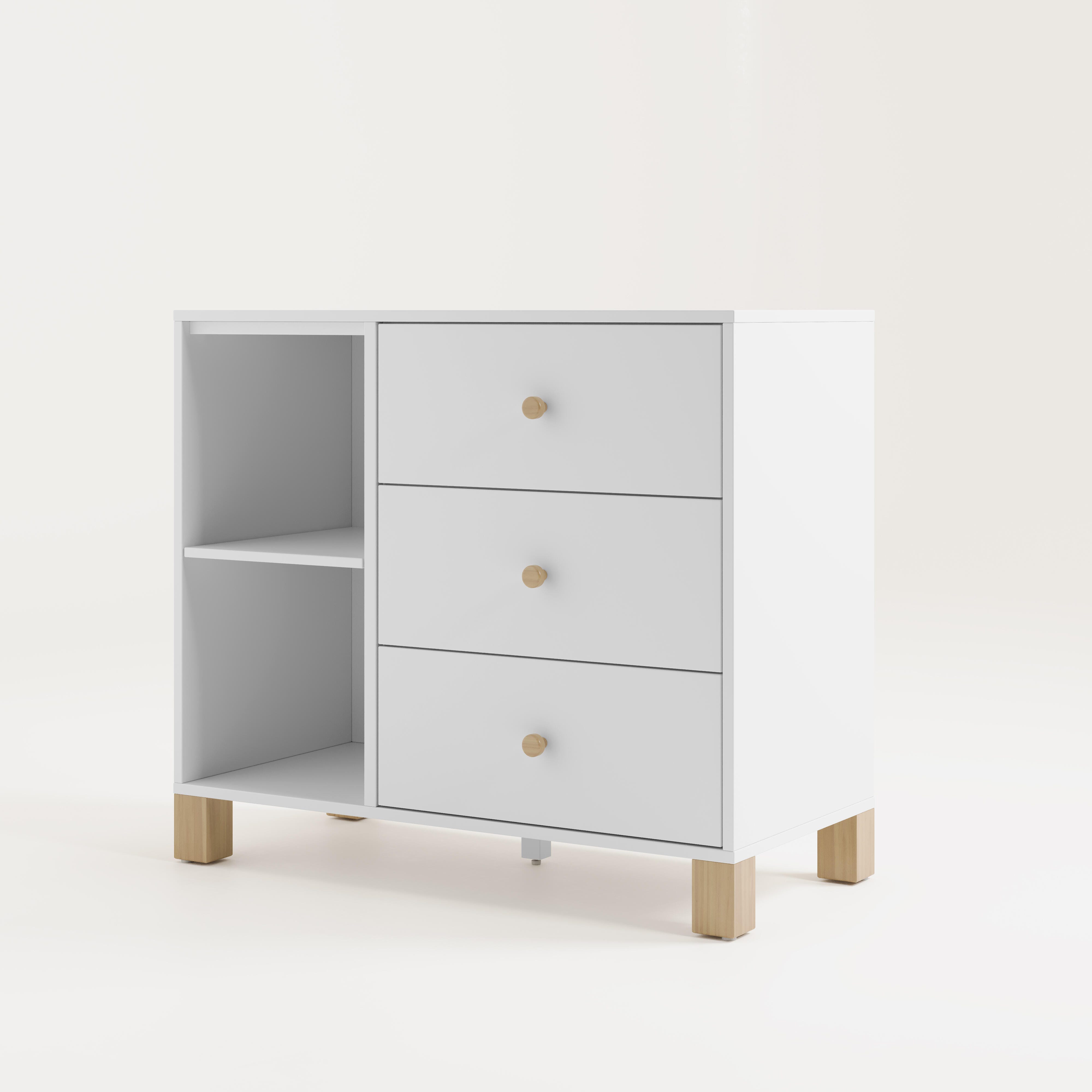 Storkcraft California 3 Drawer Combo Dresser, White/Driftwood, large