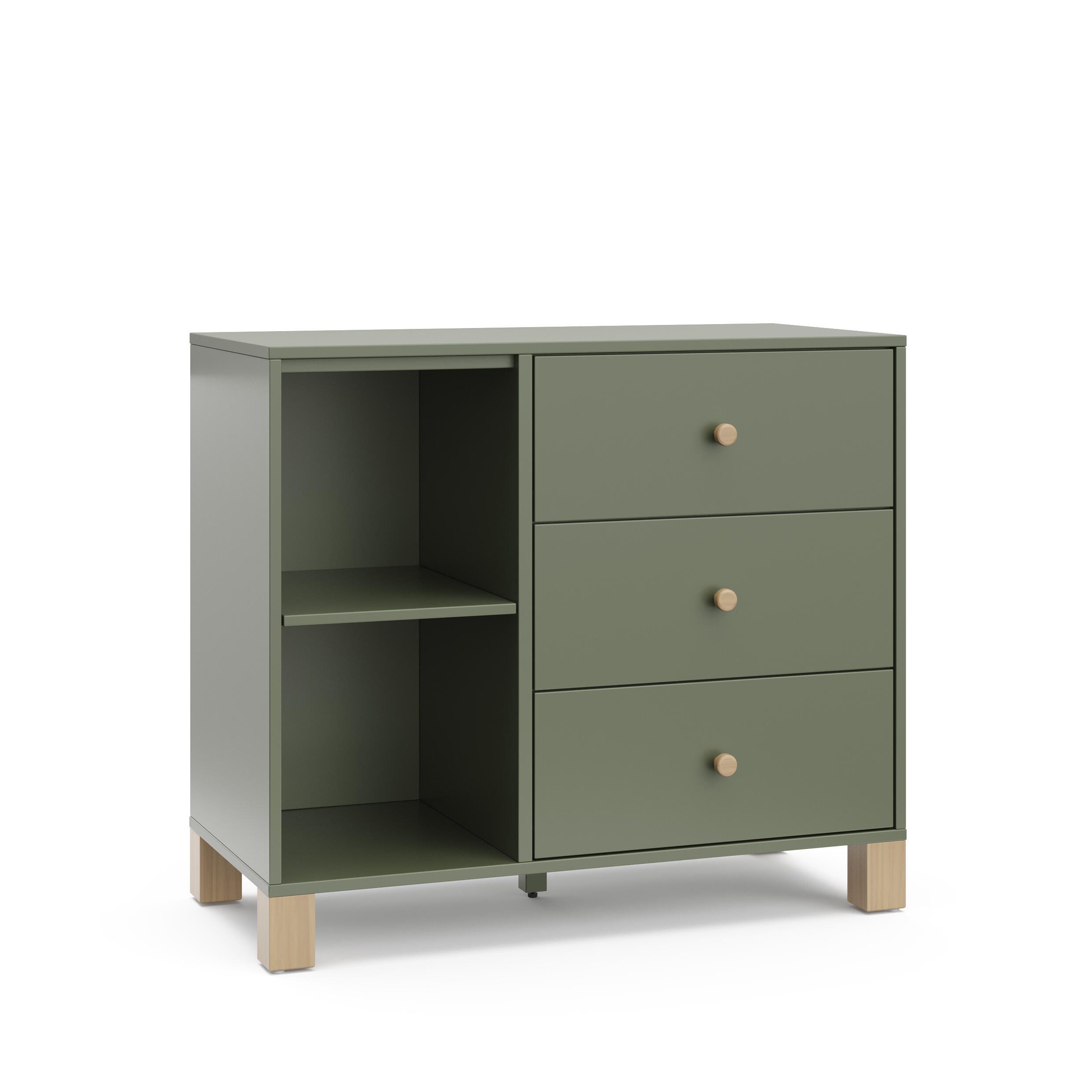 Storkcraft California 3 Drawer Combo Dresser, Olive/Driftwood, large