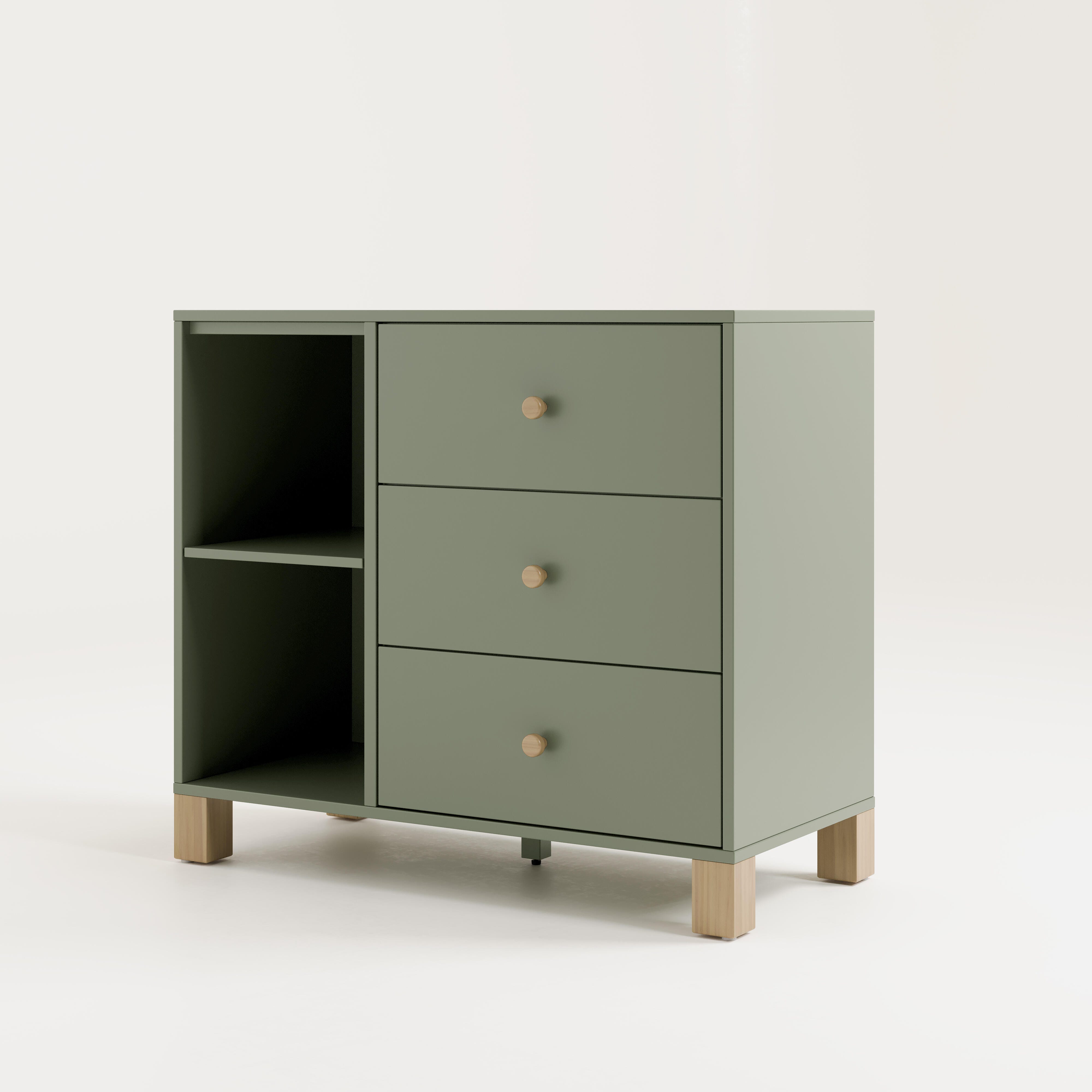 Storkcraft California 3 Drawer Combo Dresser, Olive/Driftwood, large