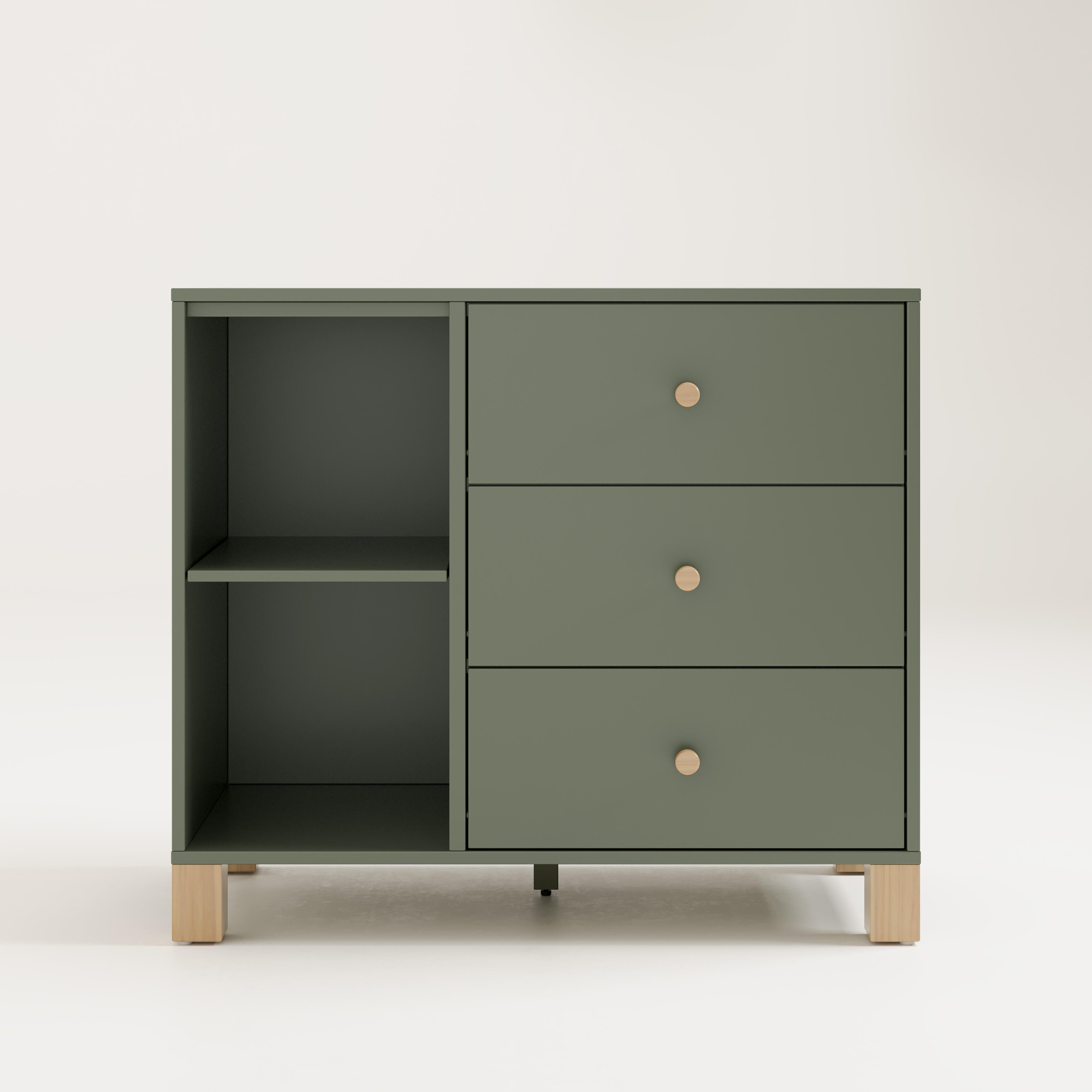 Storkcraft California 3 Drawer Combo Dresser, Olive/Driftwood, large