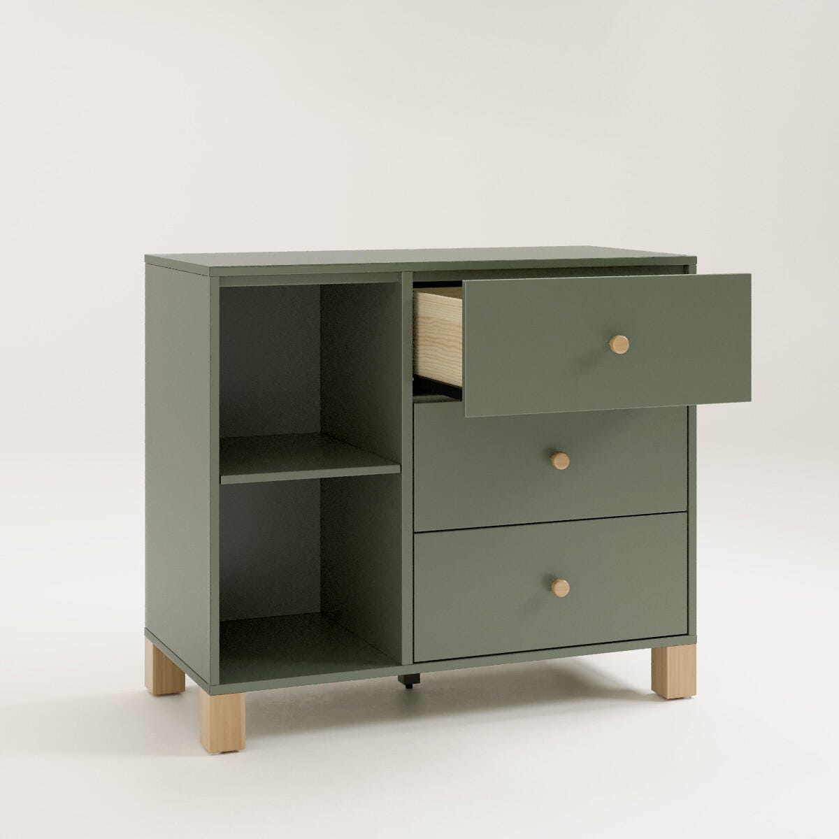 Storkcraft California 3 Drawer Combo Dresser, Olive/Driftwood, large