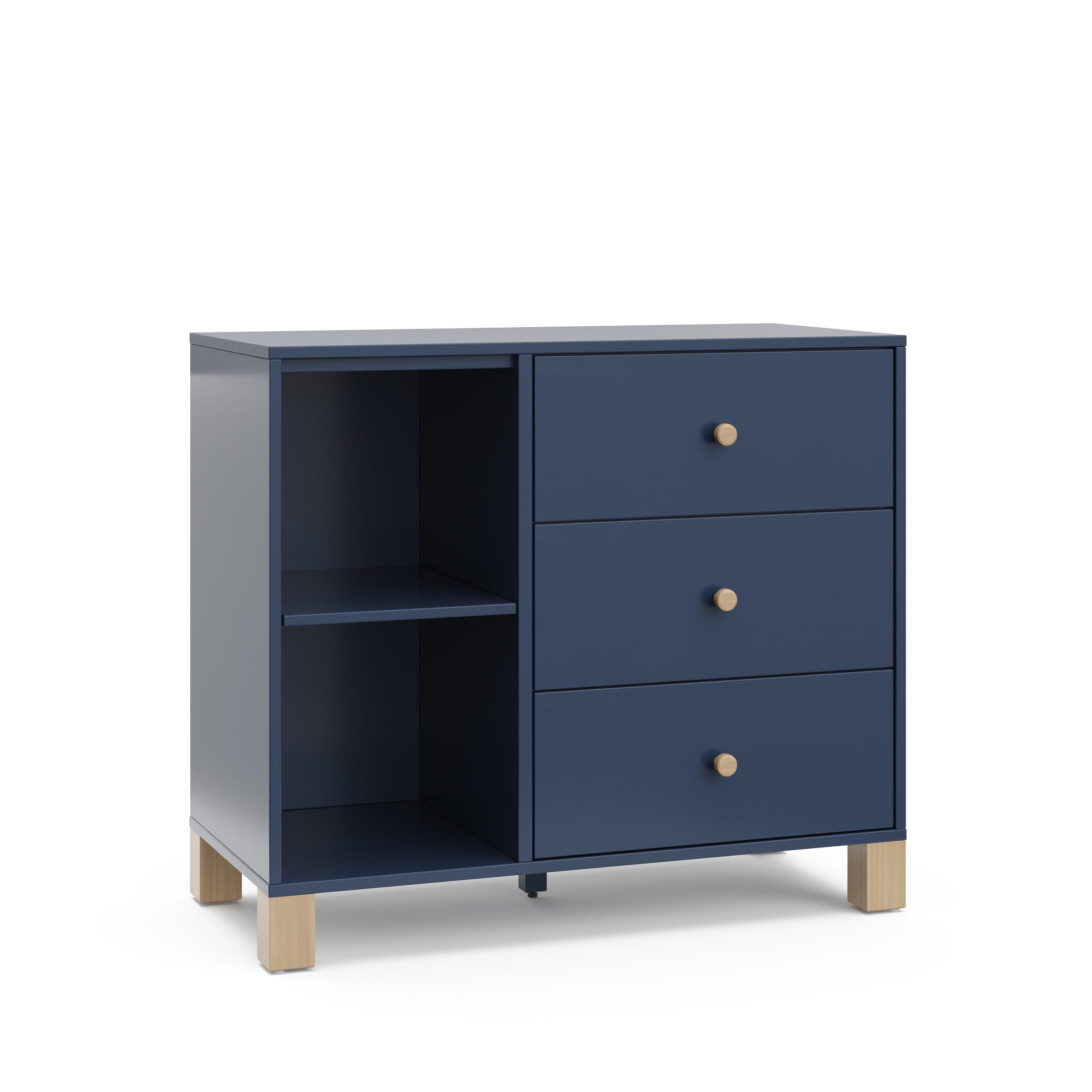 Storkcraft California 3 Drawer Combo Dresser, Midnight Blue/Driftwood, large