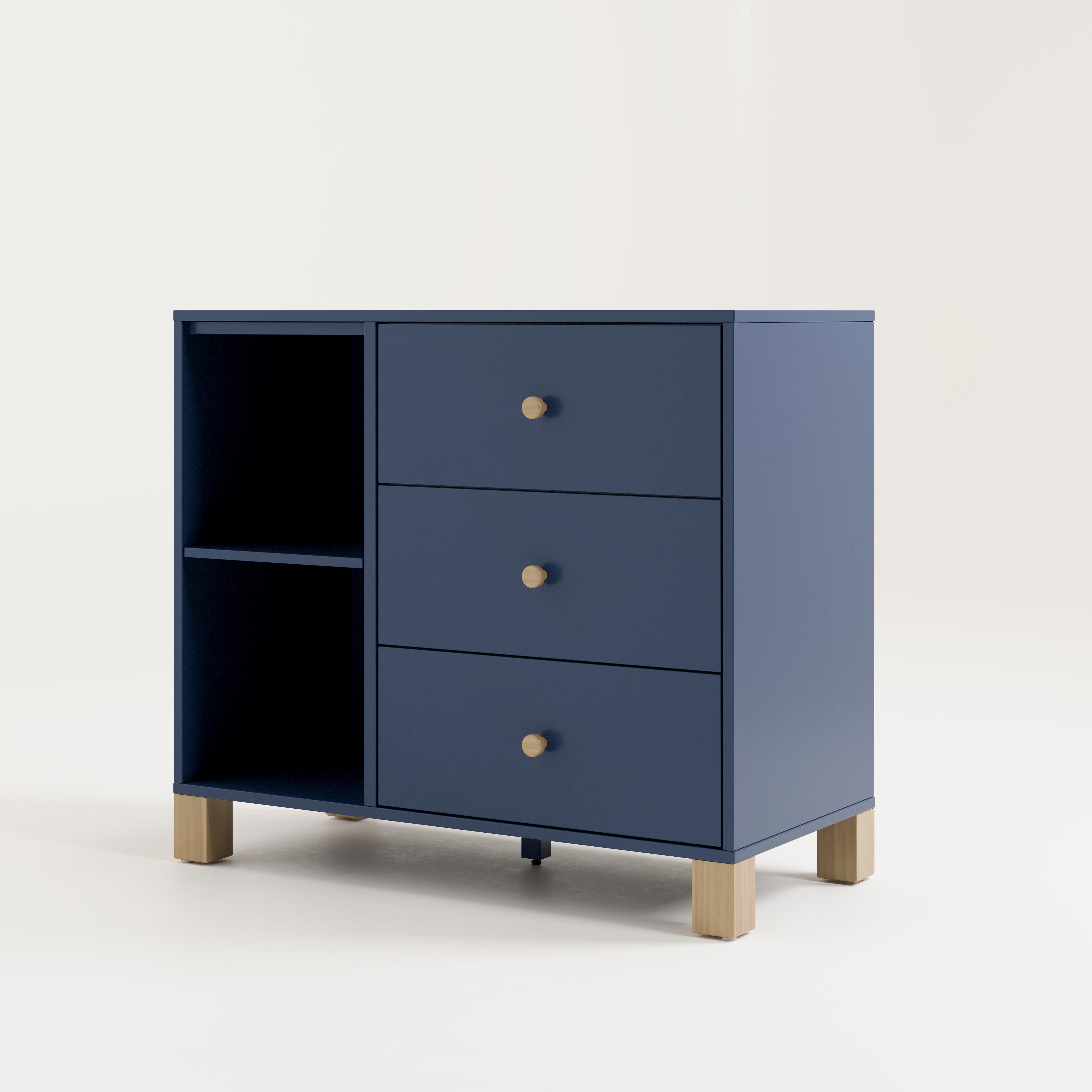 Storkcraft California 3 Drawer Combo Dresser, Midnight Blue/Driftwood, large