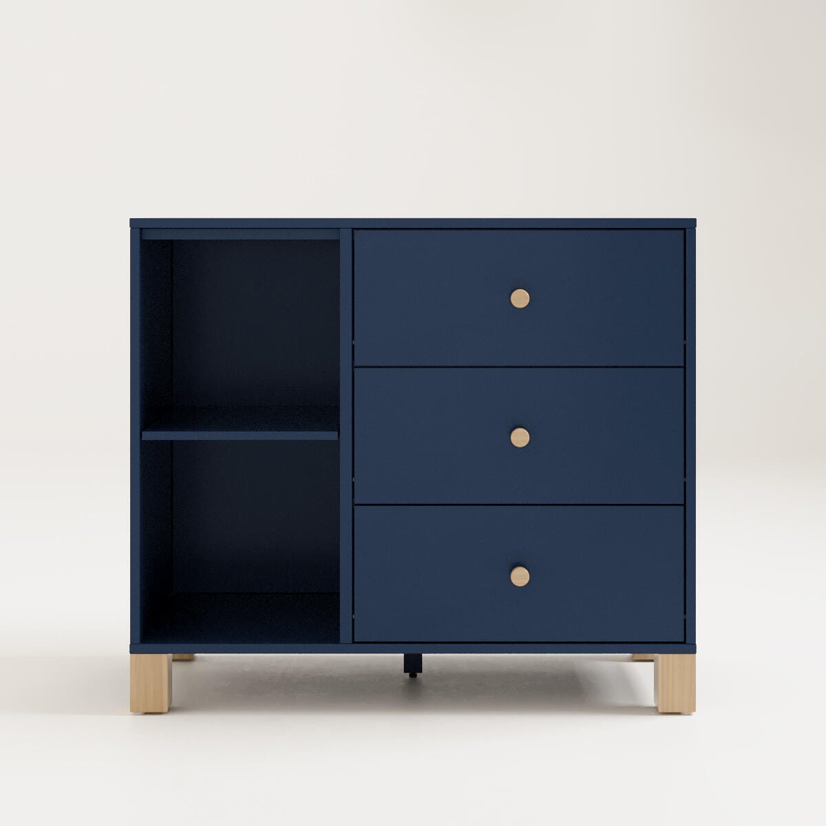 Storkcraft California 3 Drawer Combo Dresser, Midnight Blue/Driftwood, large
