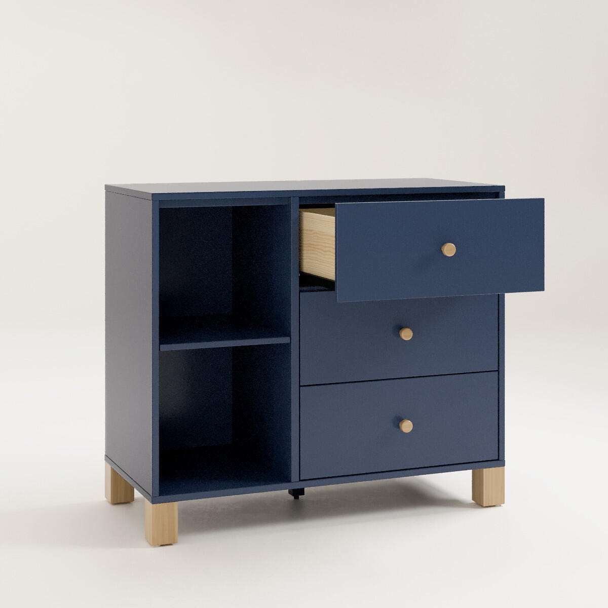 Storkcraft California 3 Drawer Combo Dresser, Midnight Blue/Driftwood, large