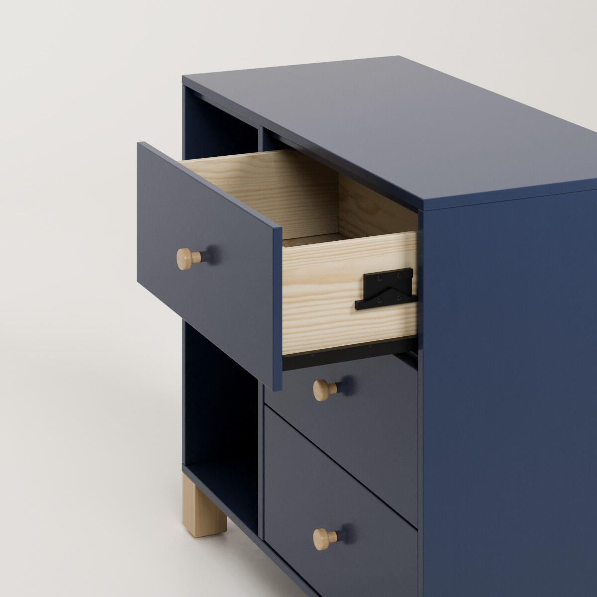 Storkcraft California 3 Drawer Combo Dresser, Midnight Blue/Driftwood, large