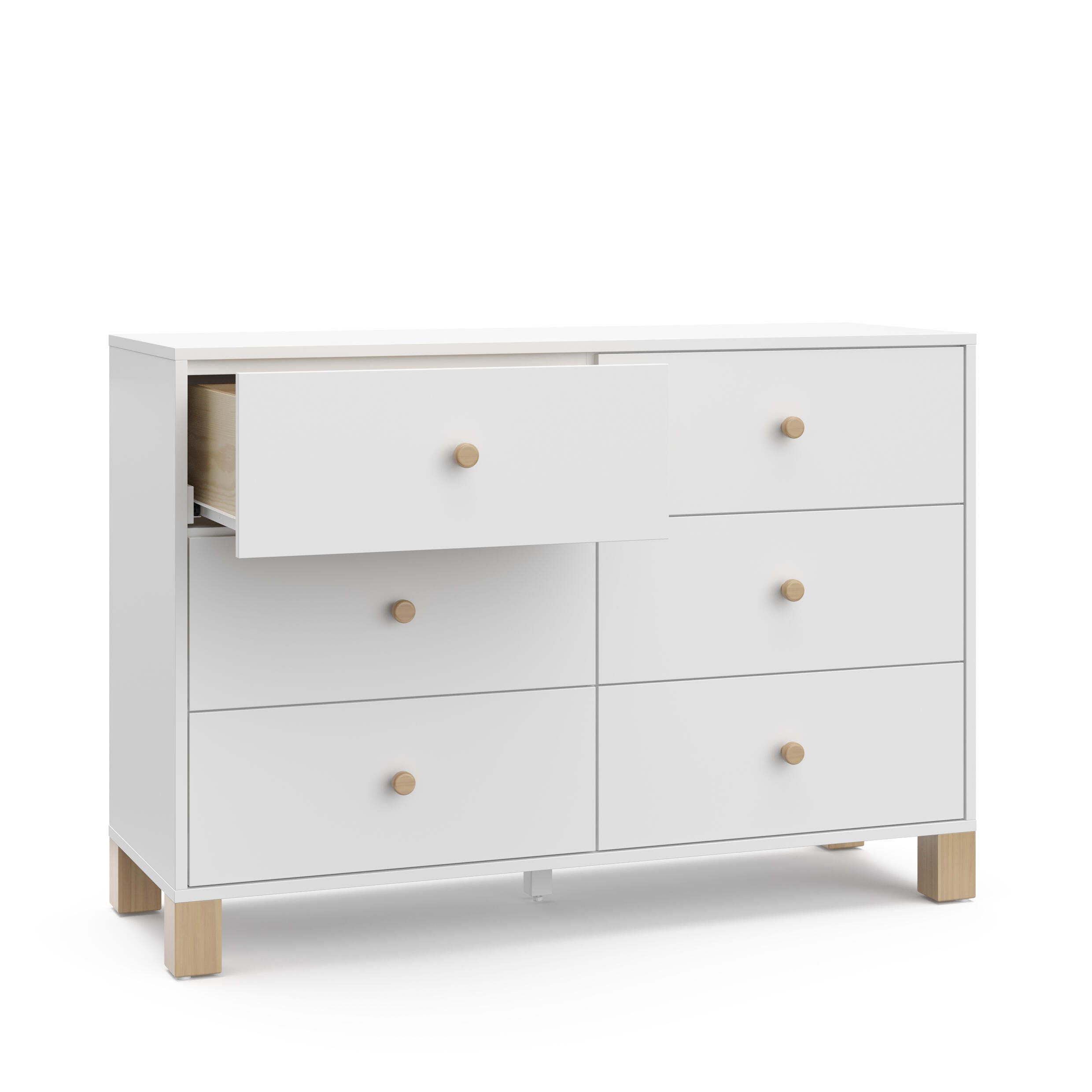 Storkcraft California 6 Drawer Double Dresser, White/Driftwood, large