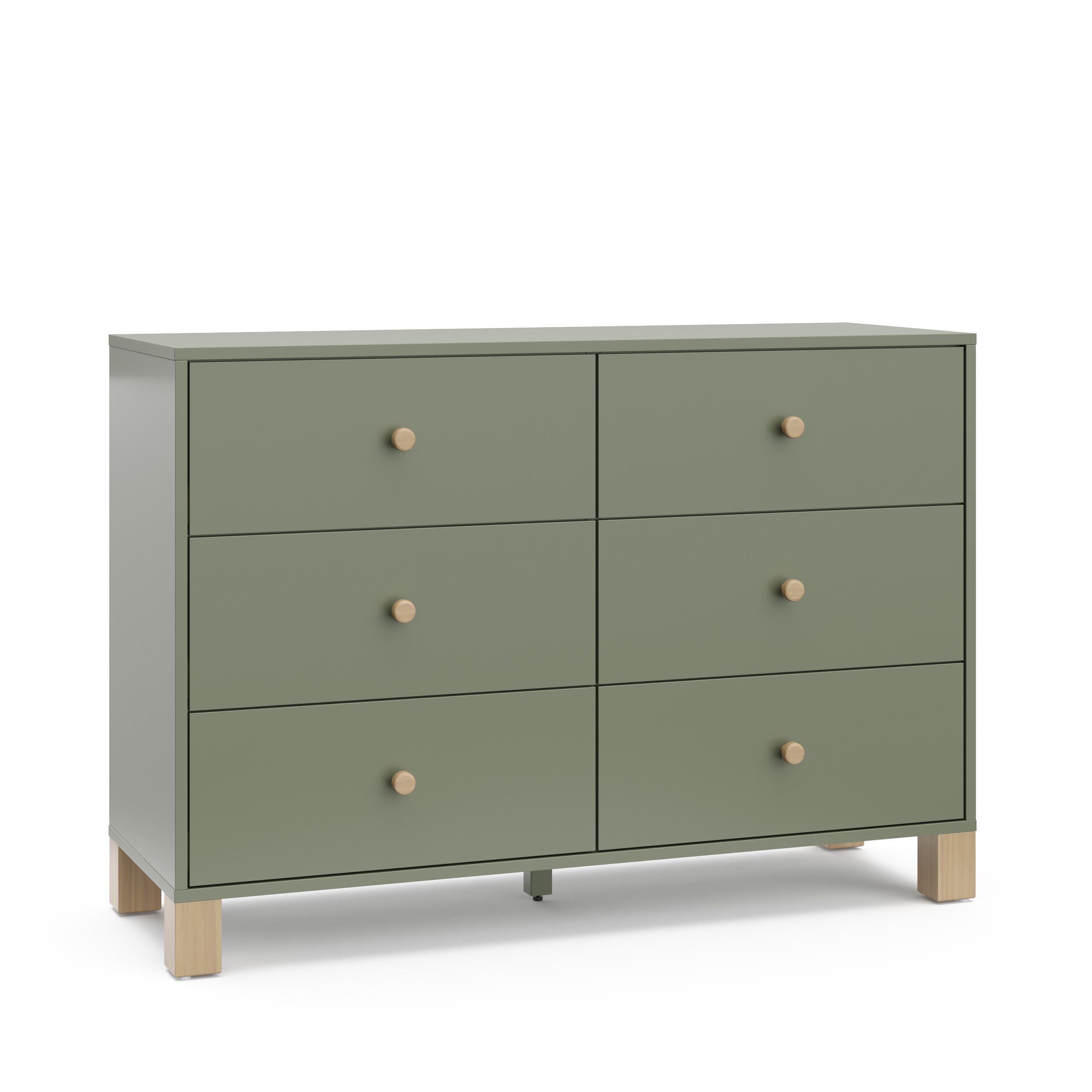 Storkcraft California 6 Drawer Double Dresser, Olive/Driftwood, large