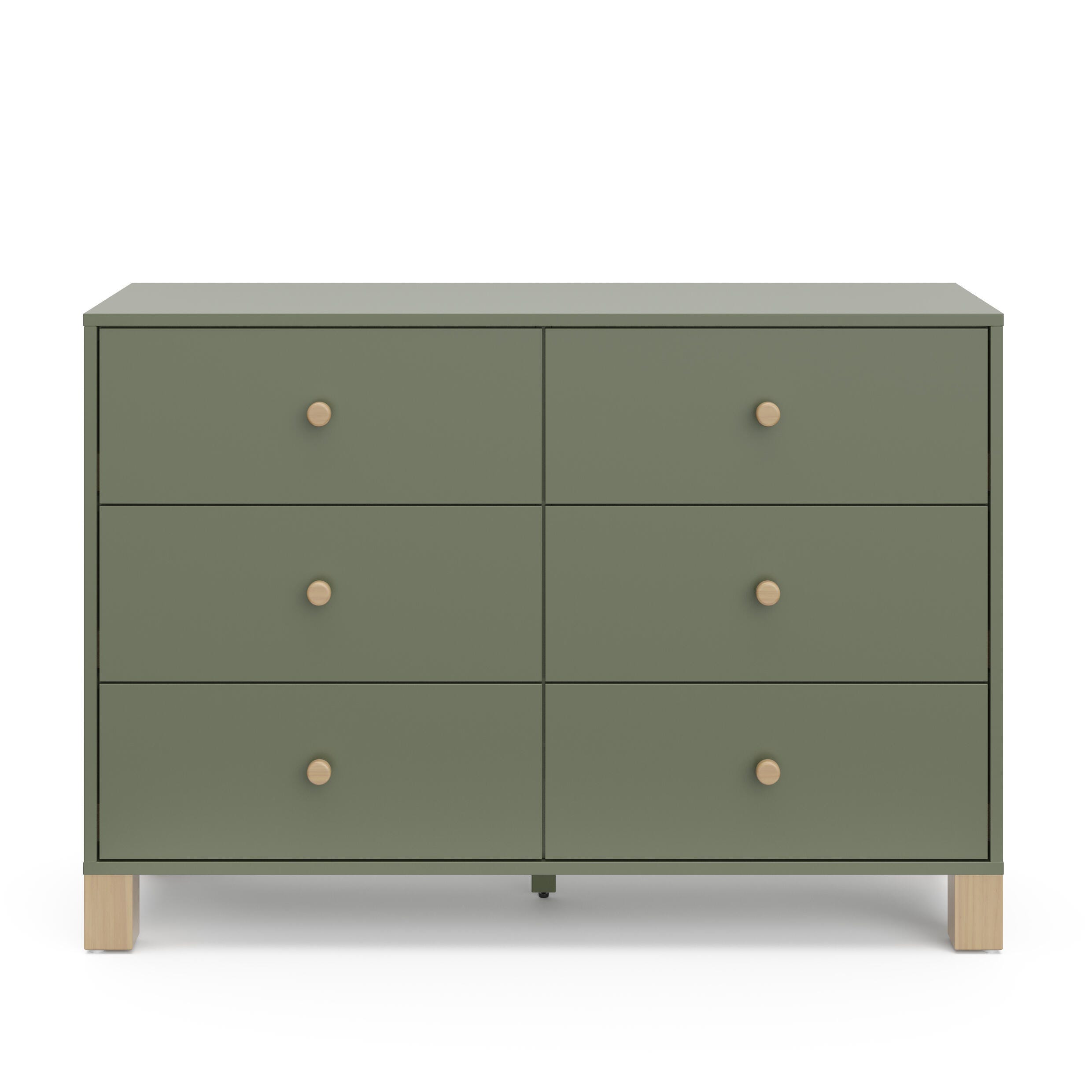 Storkcraft California 6 Drawer Double Dresser, Olive/Driftwood, large
