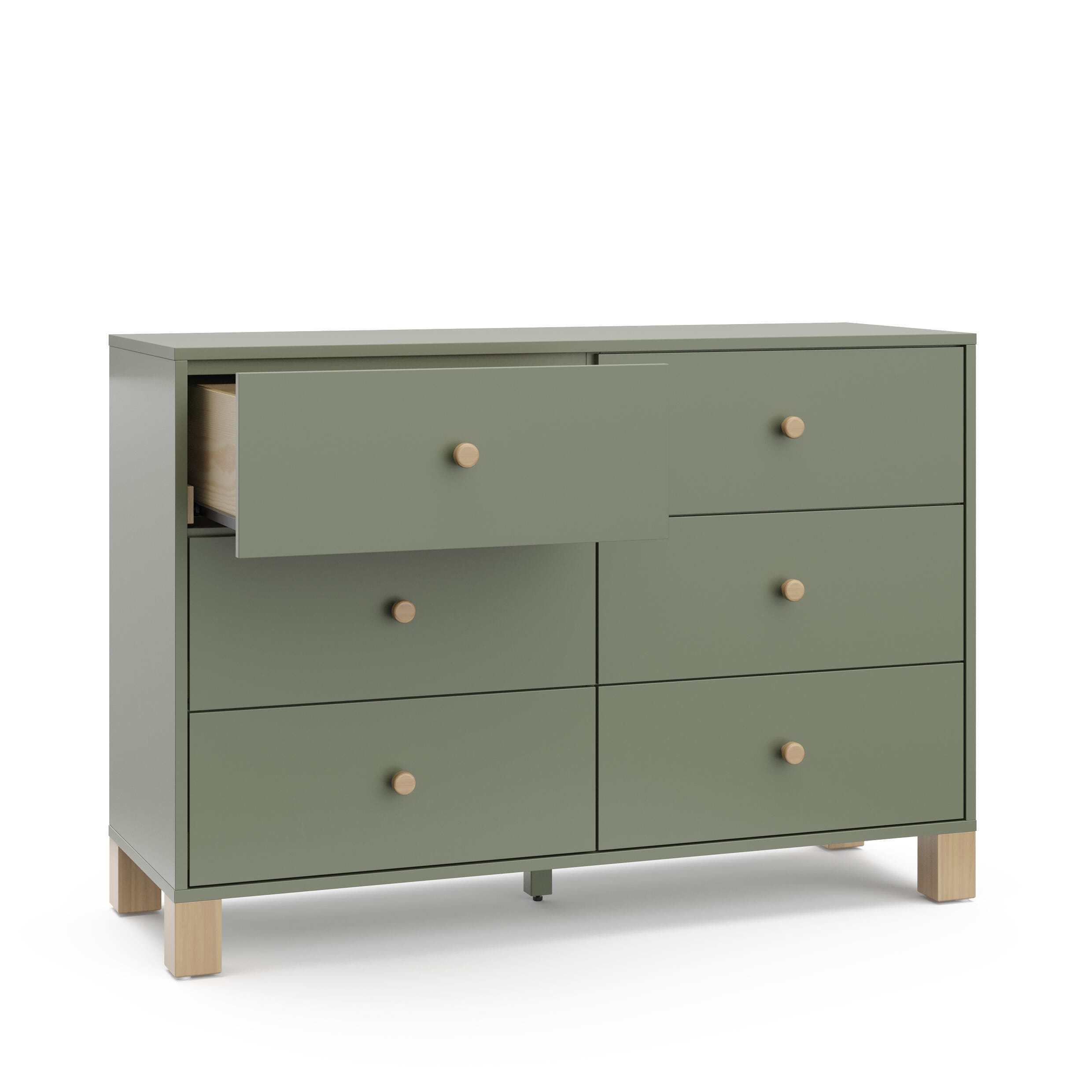 Storkcraft California 6 Drawer Double Dresser, Olive/Driftwood, large