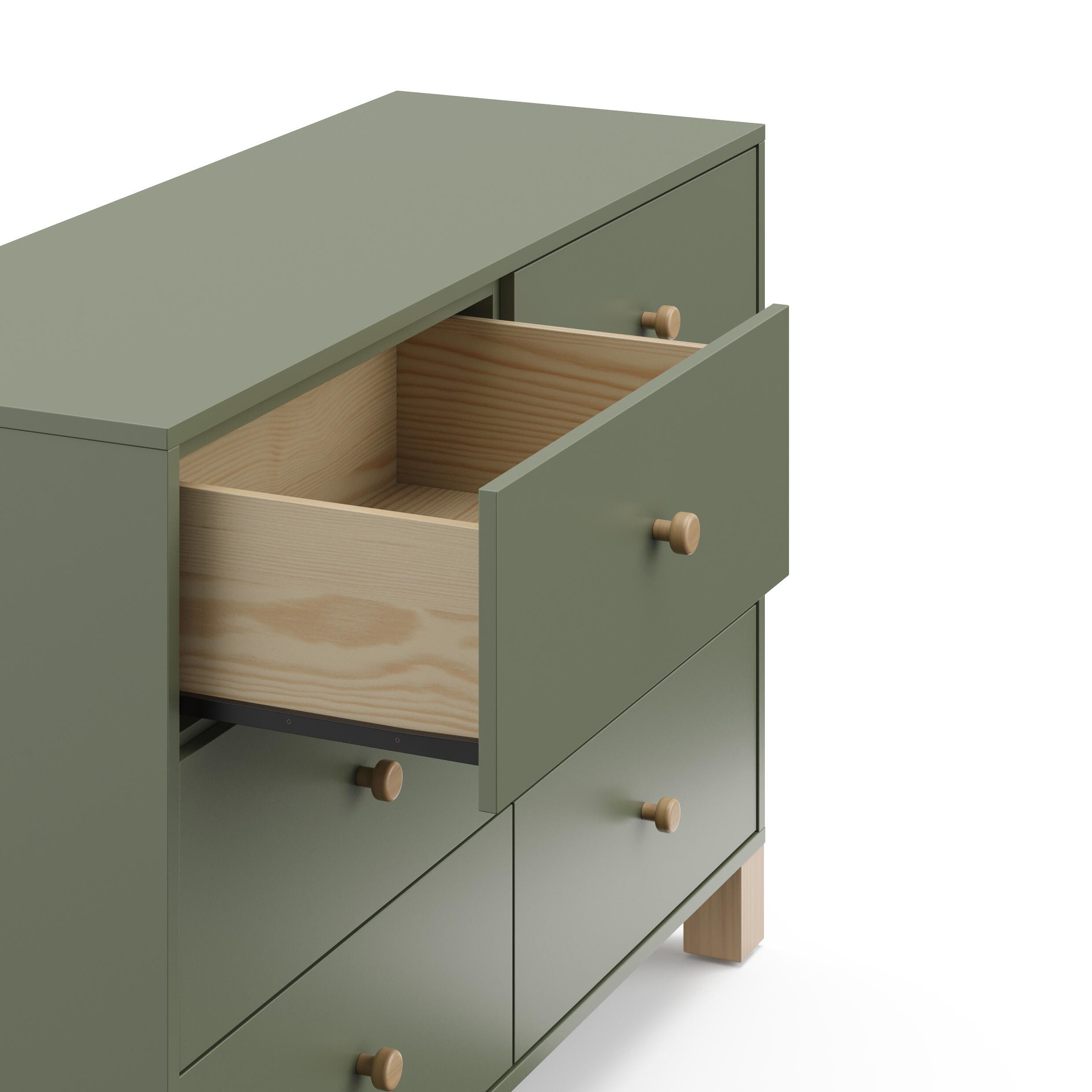Storkcraft California 6 Drawer Double Dresser, Olive/Driftwood, large