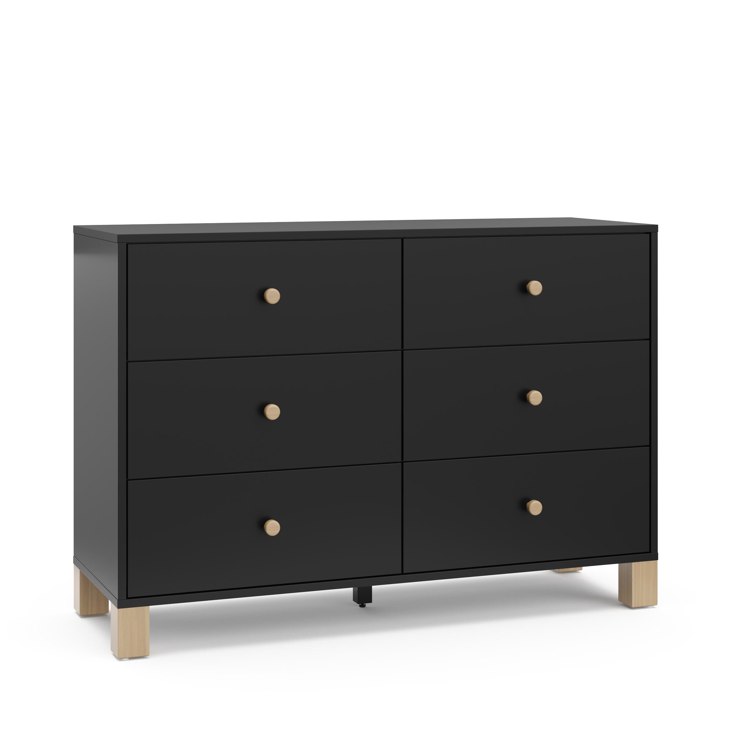 Storkcraft California 6 Drawer Double Dresser, Black/Driftwood, large