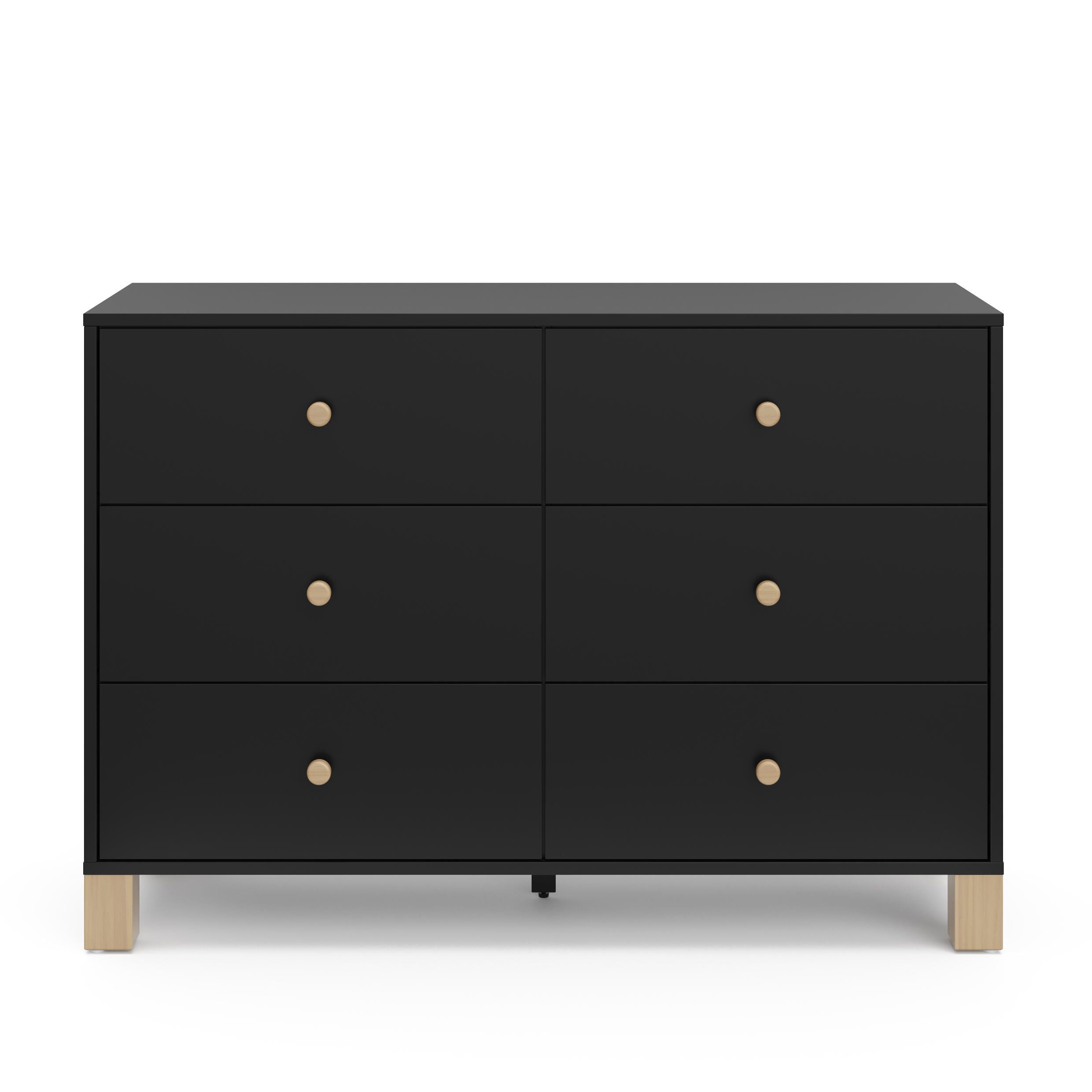Storkcraft California 6 Drawer Double Dresser, Black/Driftwood, large