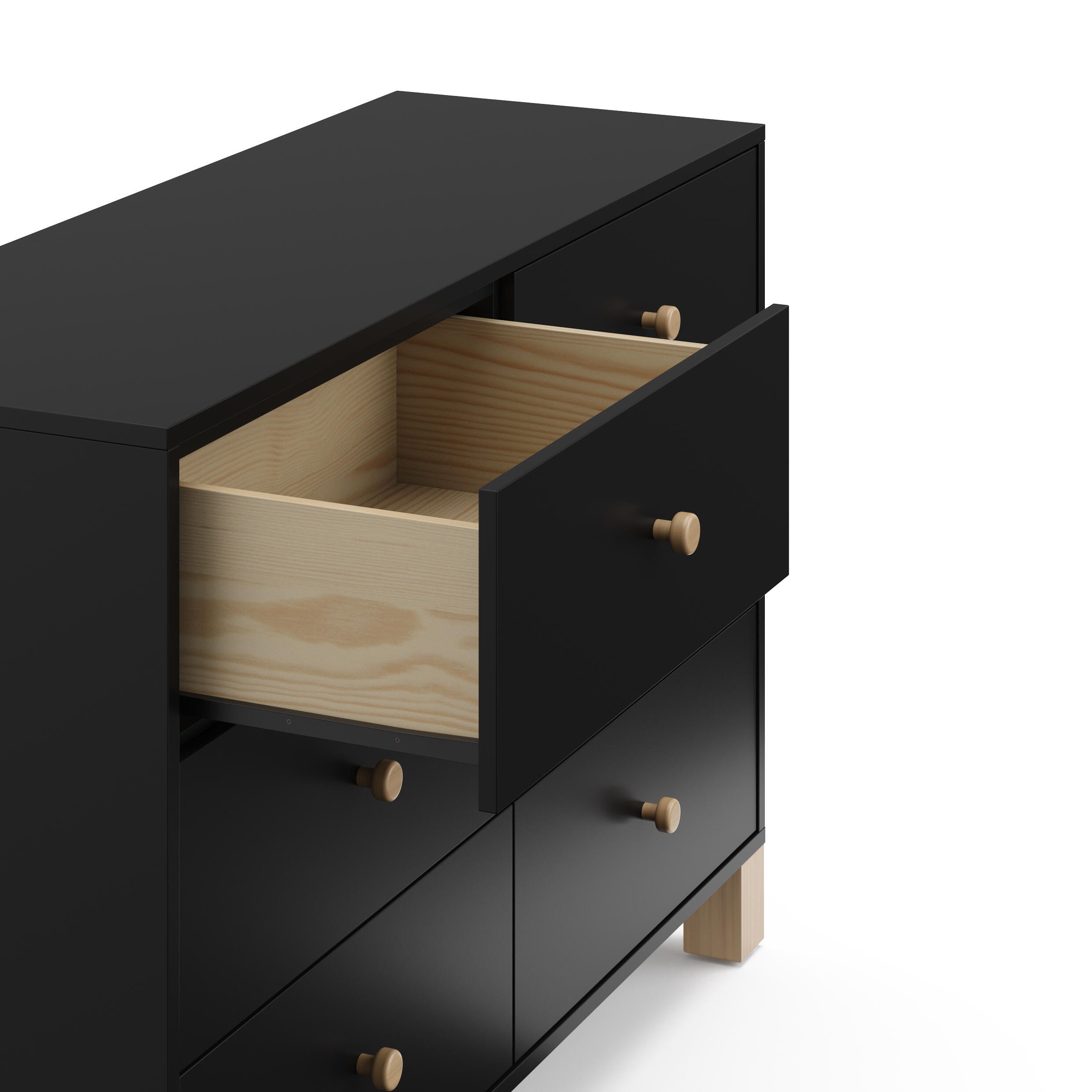Storkcraft California 6 Drawer Double Dresser, Black/Driftwood, large