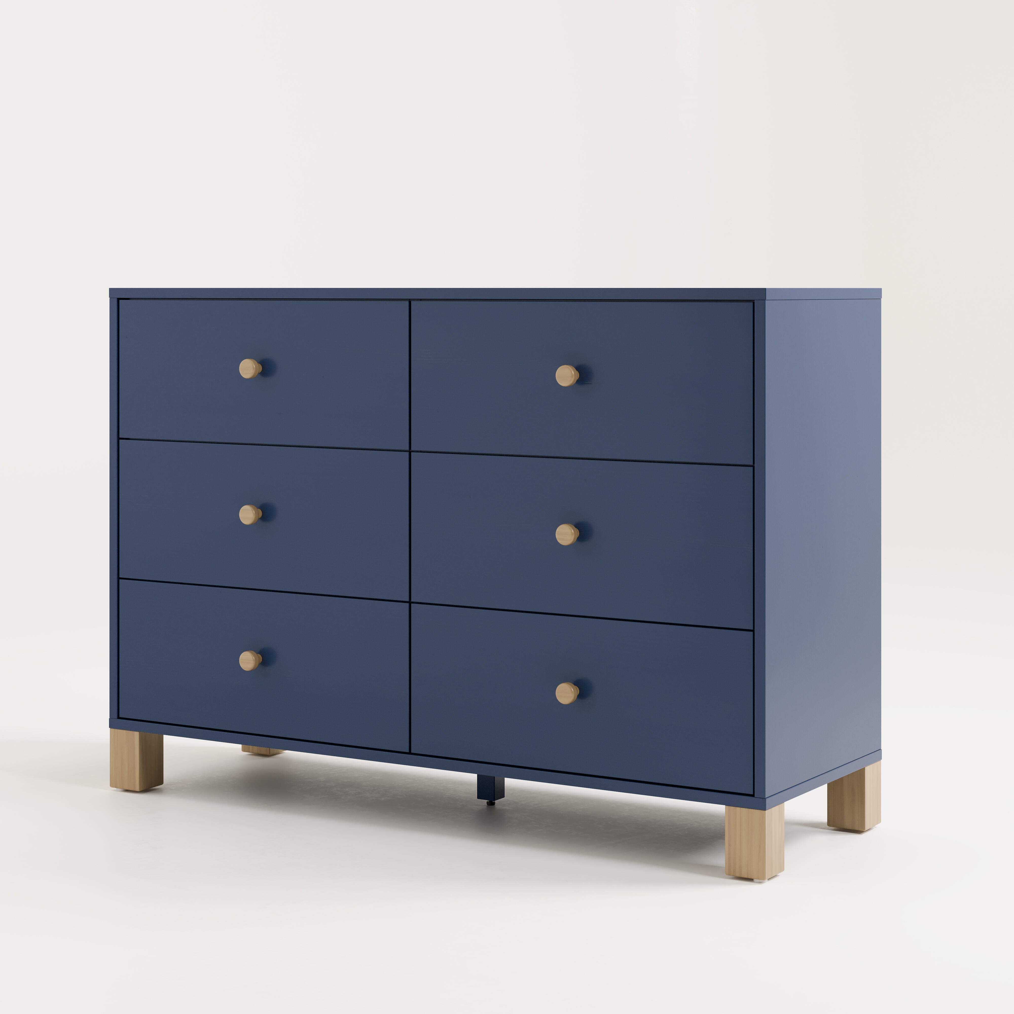 Storkcraft California 6 Drawer Double Dresser, Midnight Blue/Driftwood, large