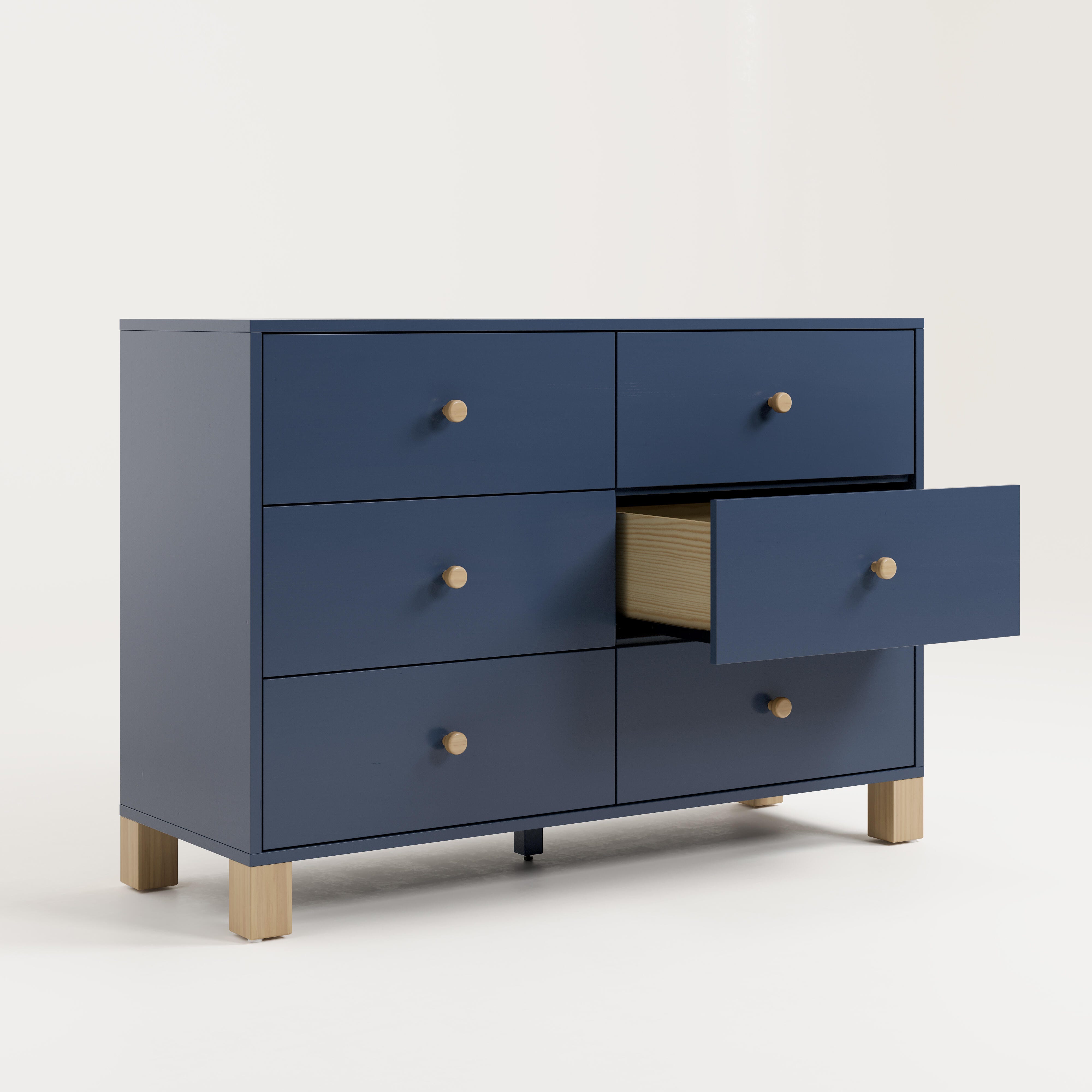 Storkcraft California 6 Drawer Double Dresser, Midnight Blue/Driftwood, large