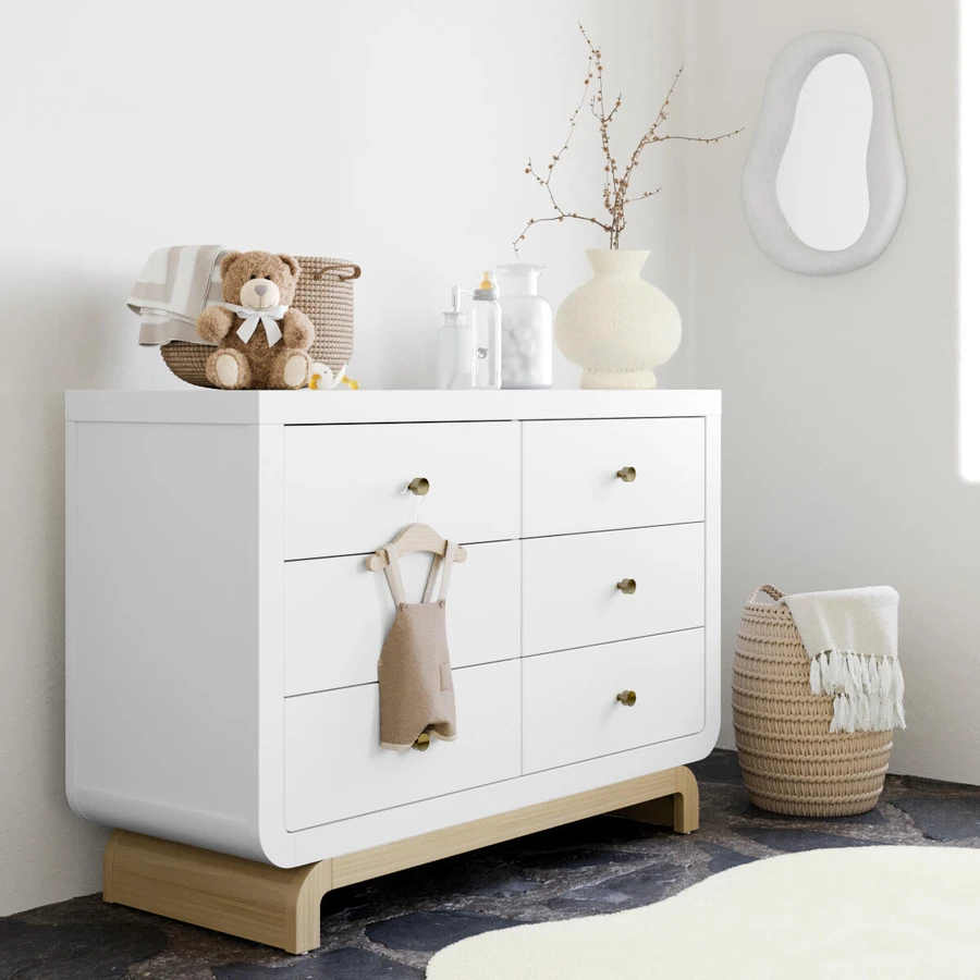 Storkcraft Santorini 6 Drawer Dresser - White/Driftwood Storkcraft Santorini 6 Drawer Dresser - White/Driftwood
