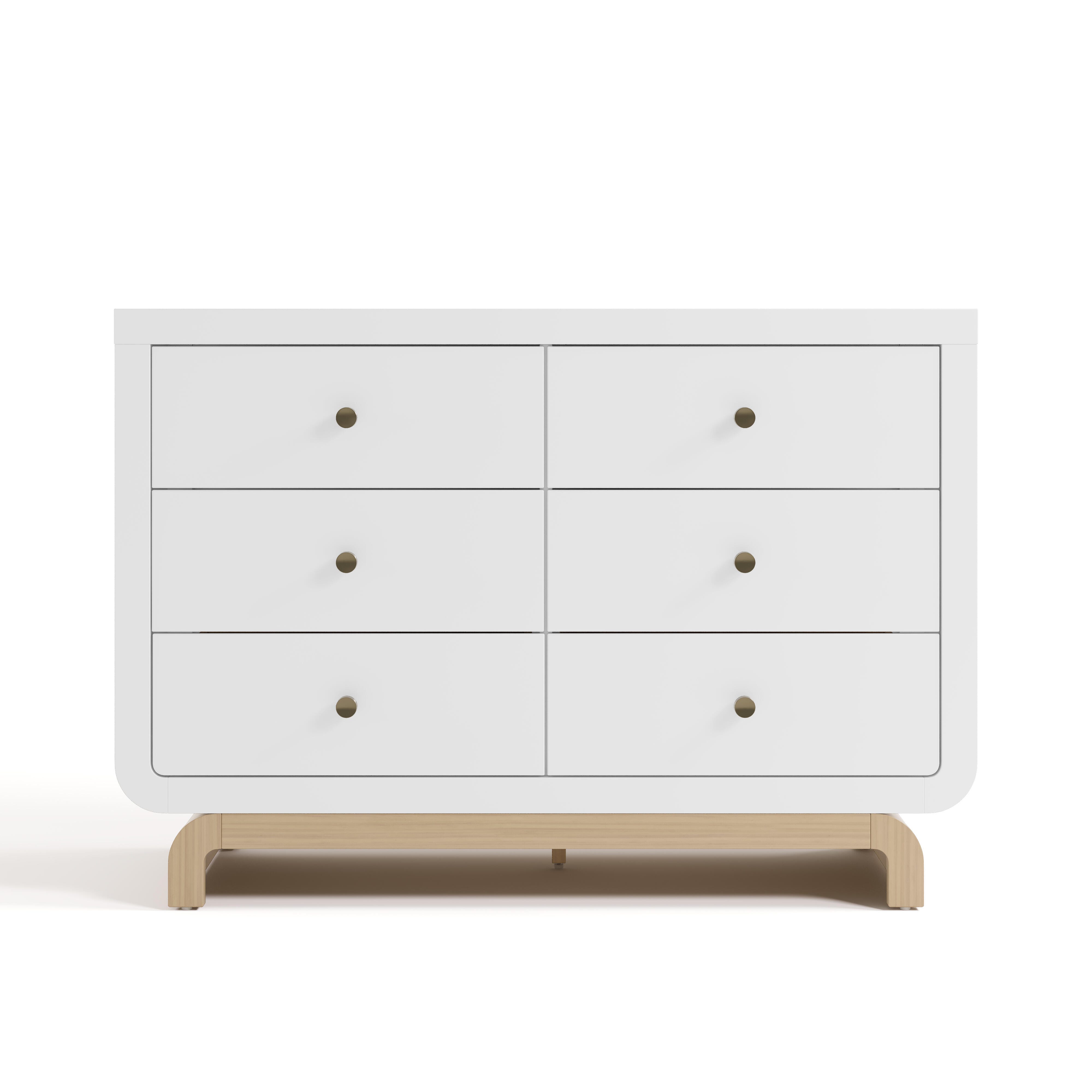 Storkcraft Santorini 6 Drawer Double Dresser, White/Driftwood, large
