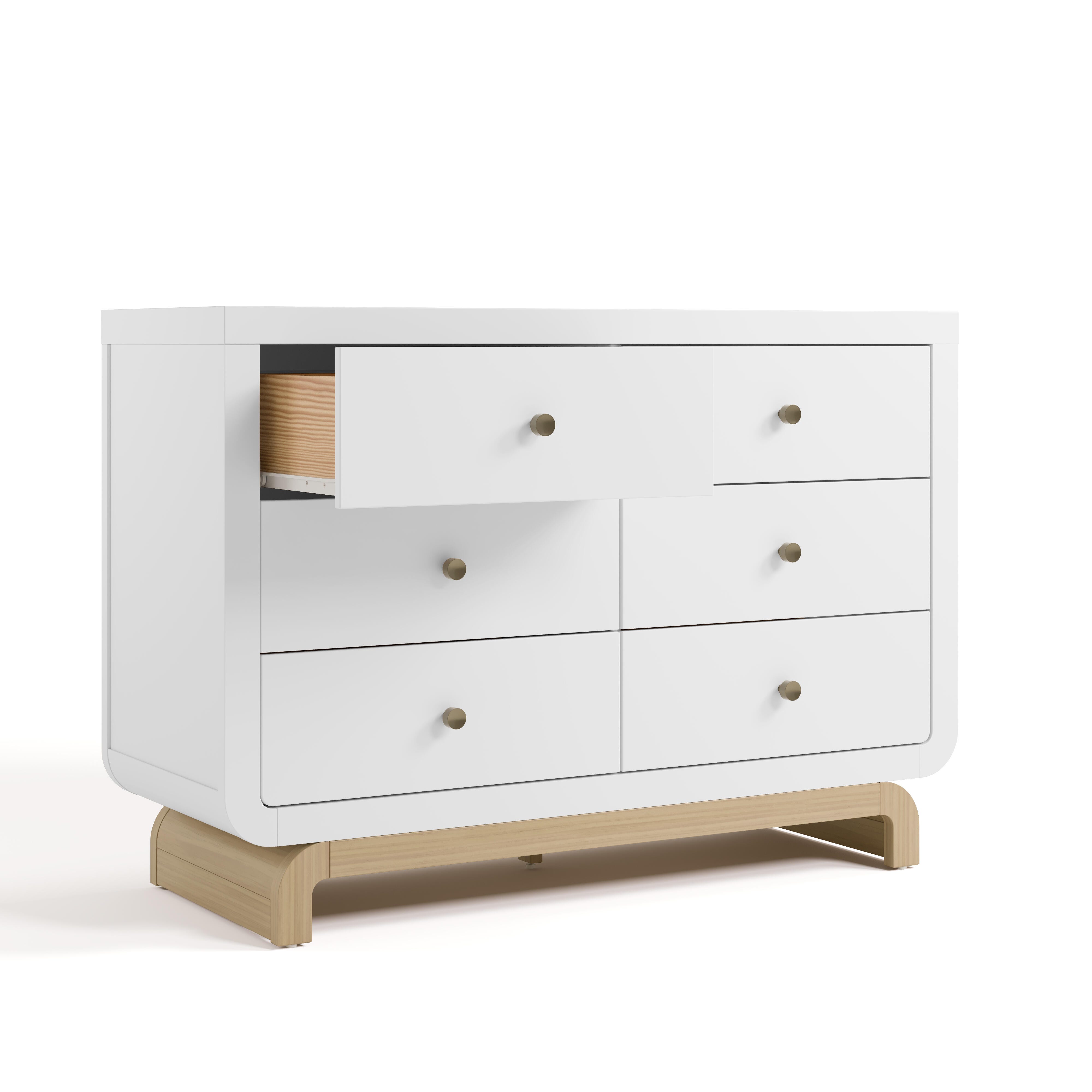 Storkcraft Santorini 6 Drawer Double Dresser, White/Driftwood, large