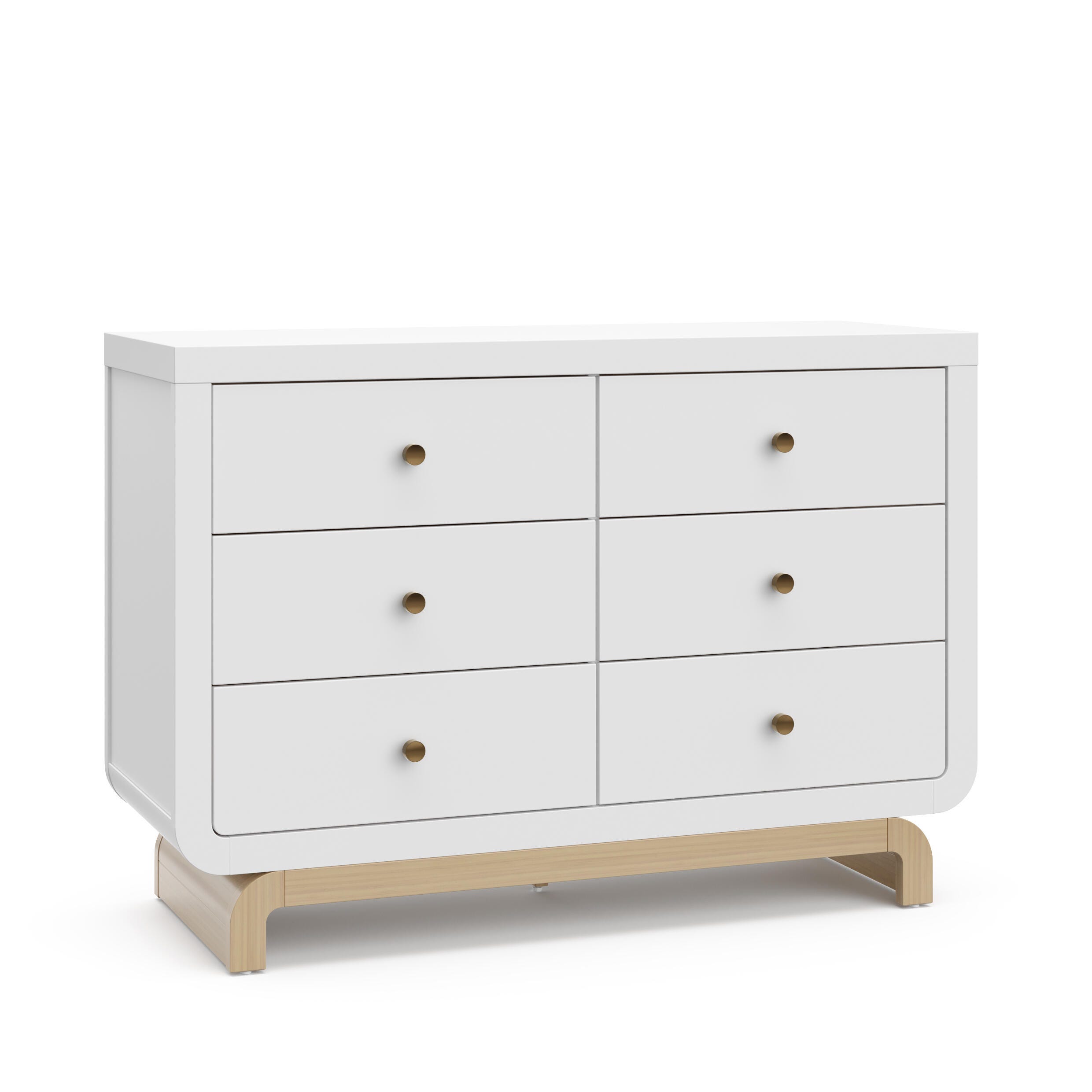 Storkcraft Santorini 6 Drawer Double Dresser, White/Driftwood, large