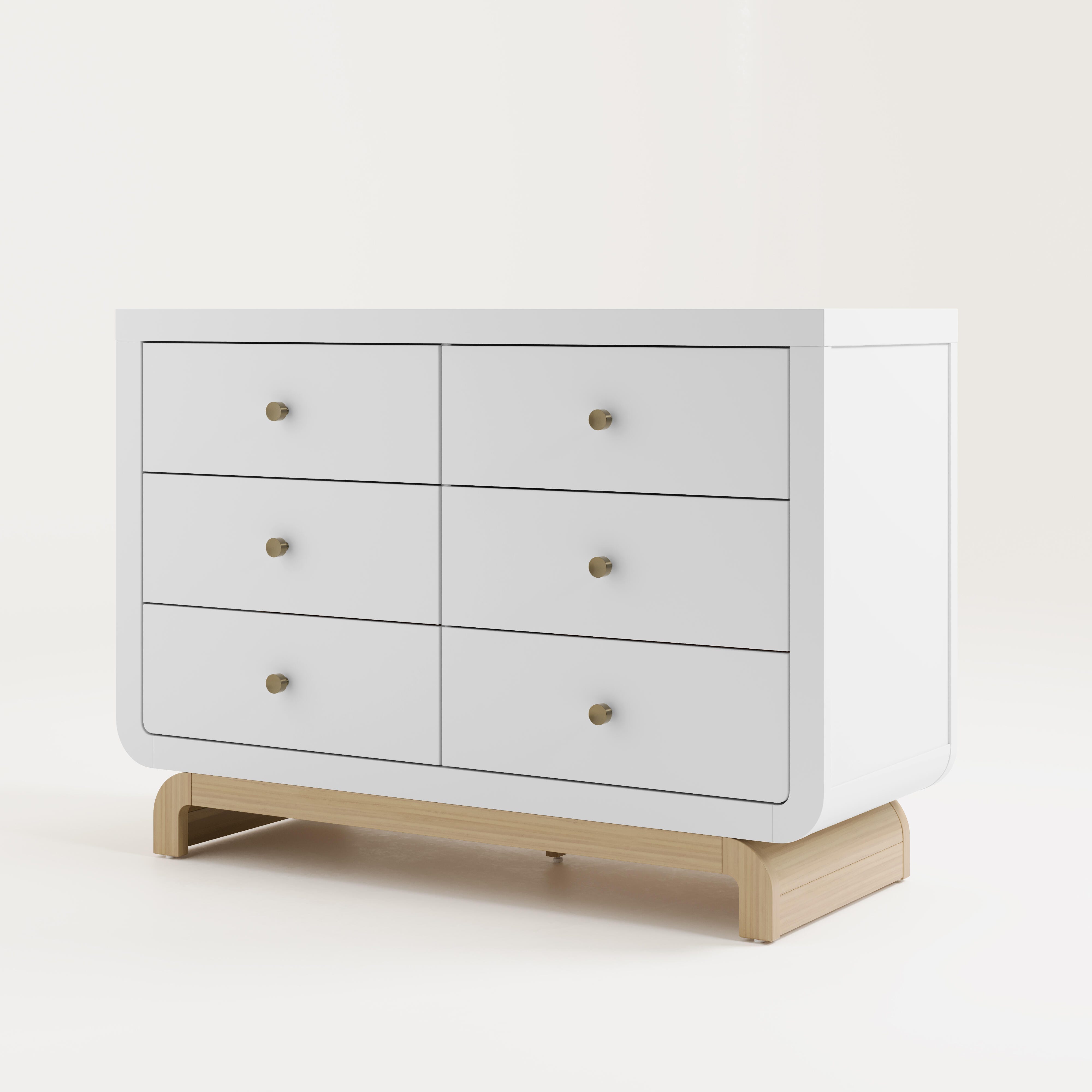 Storkcraft Santorini 6 Drawer Double Dresser, White/Driftwood, large
