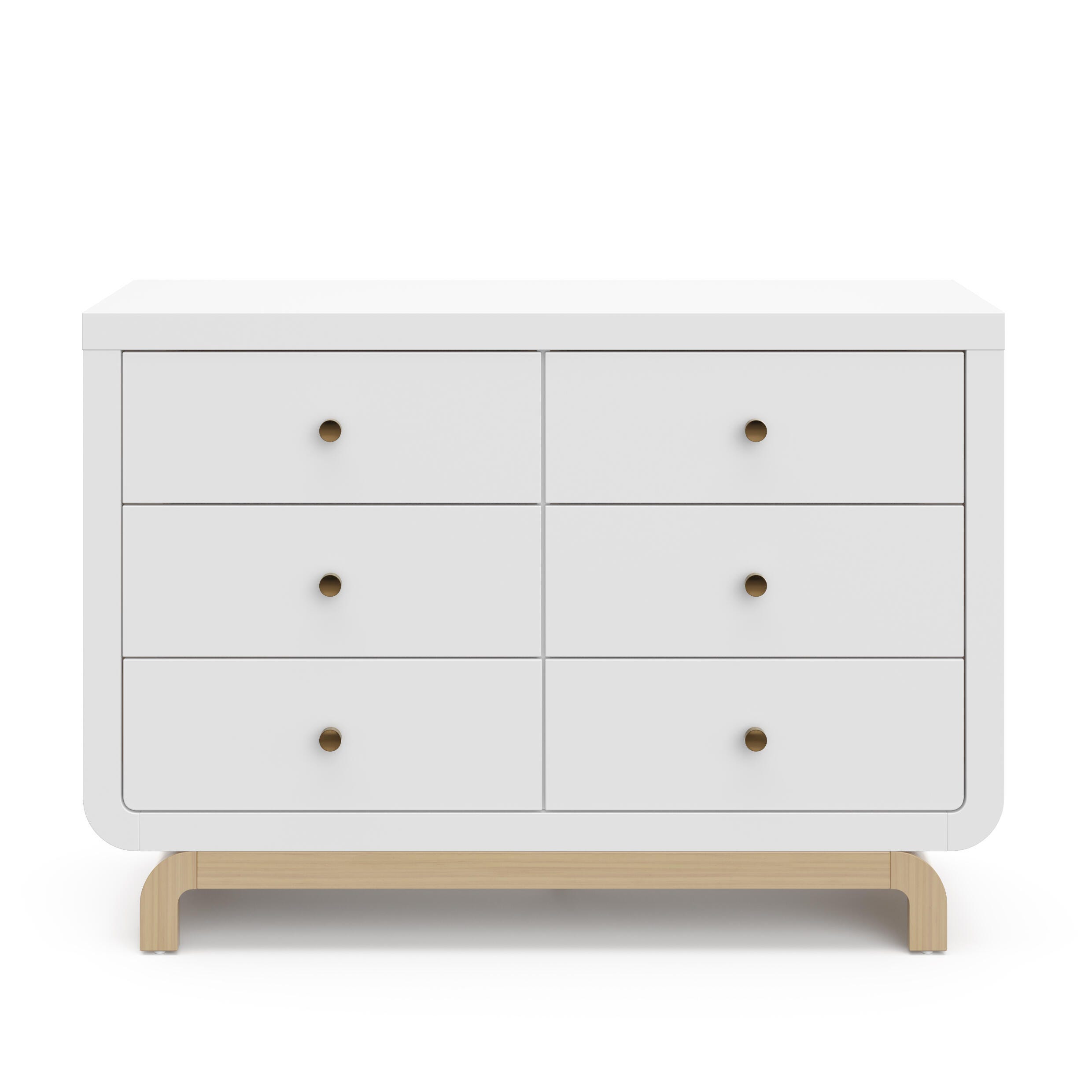 Storkcraft Santorini 6 Drawer Double Dresser, White/Driftwood, large