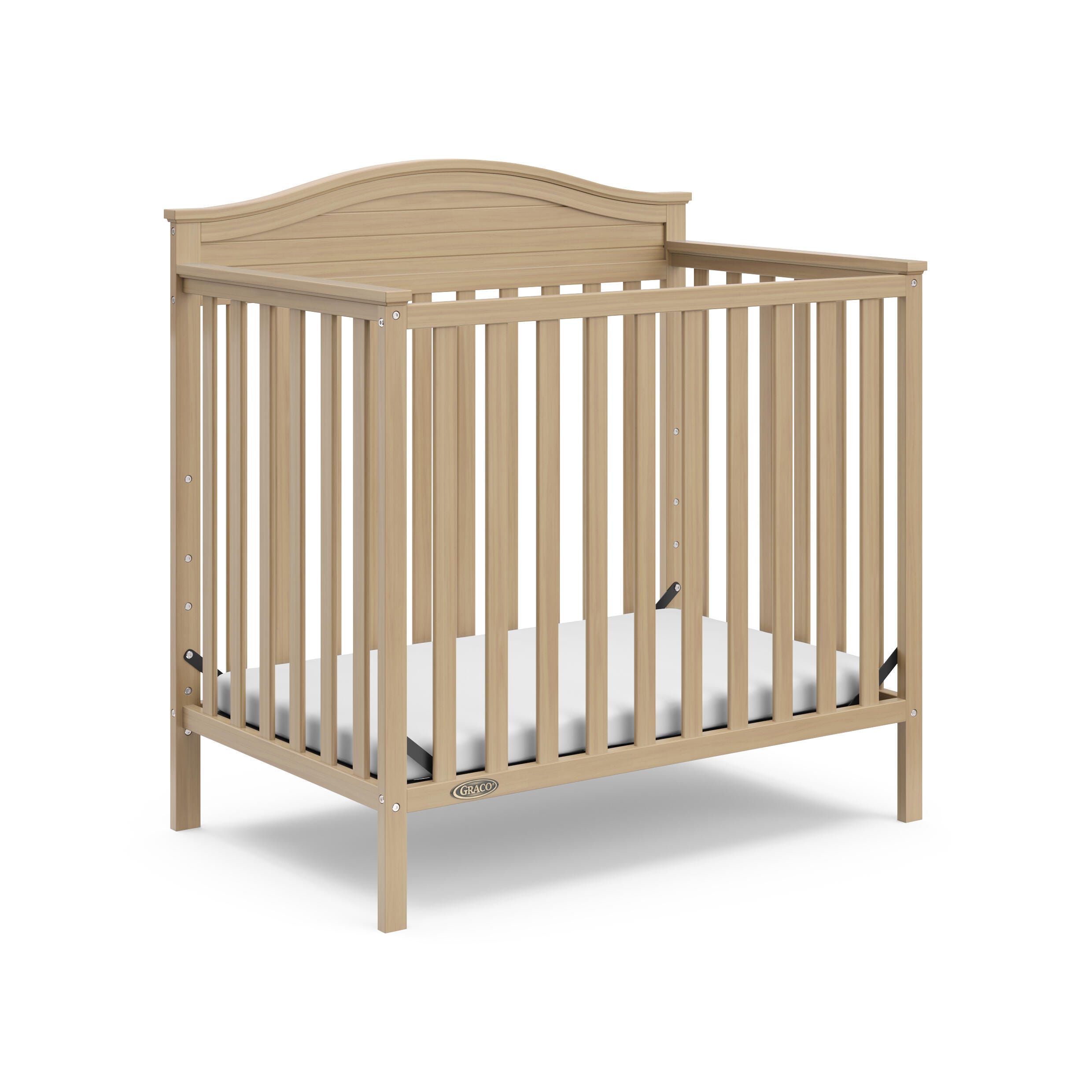 Graco Stella 4-in-1 Convertible Mini Crib, Driftwood, large