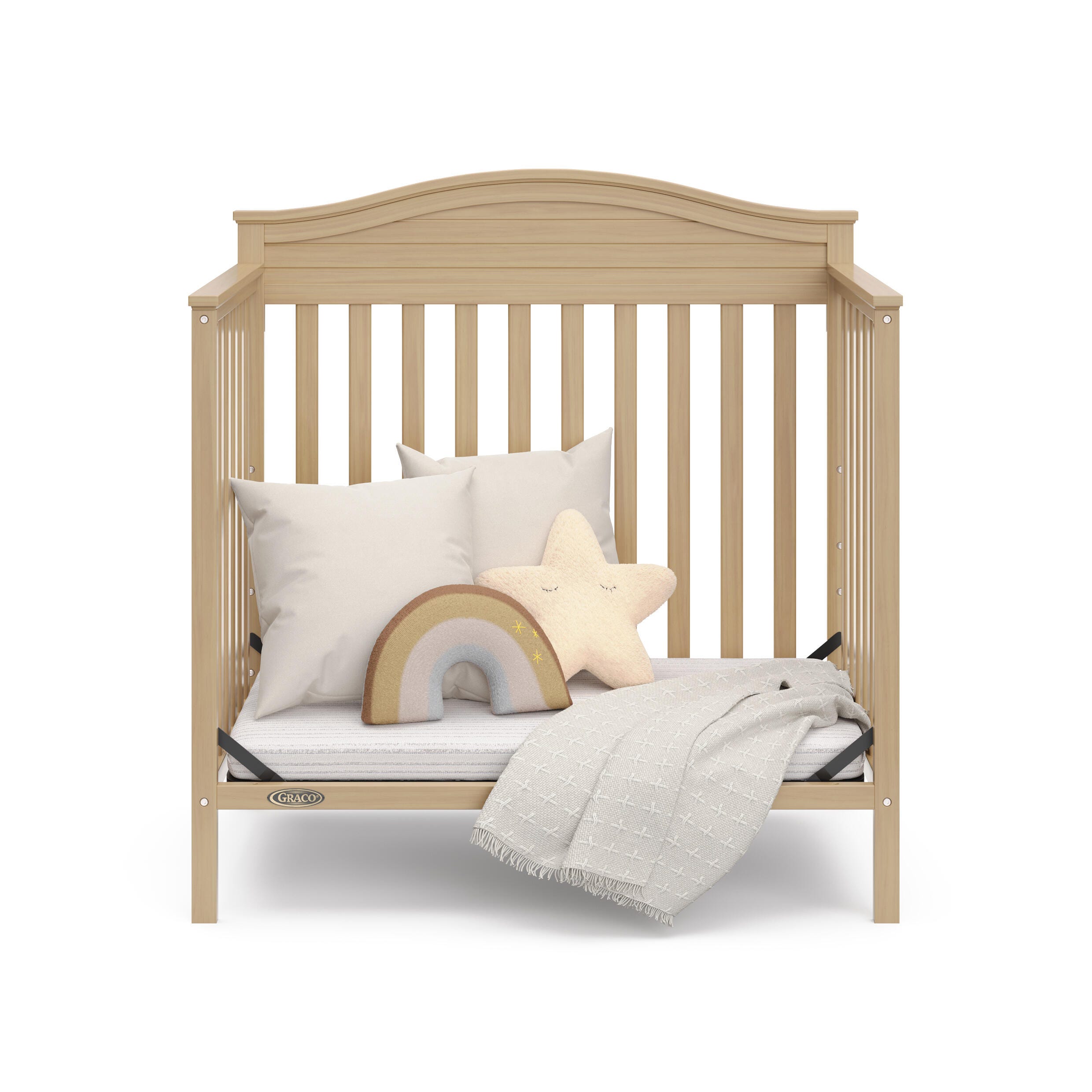 Graco Stella 4-in-1 Convertible Mini Crib, Driftwood, large