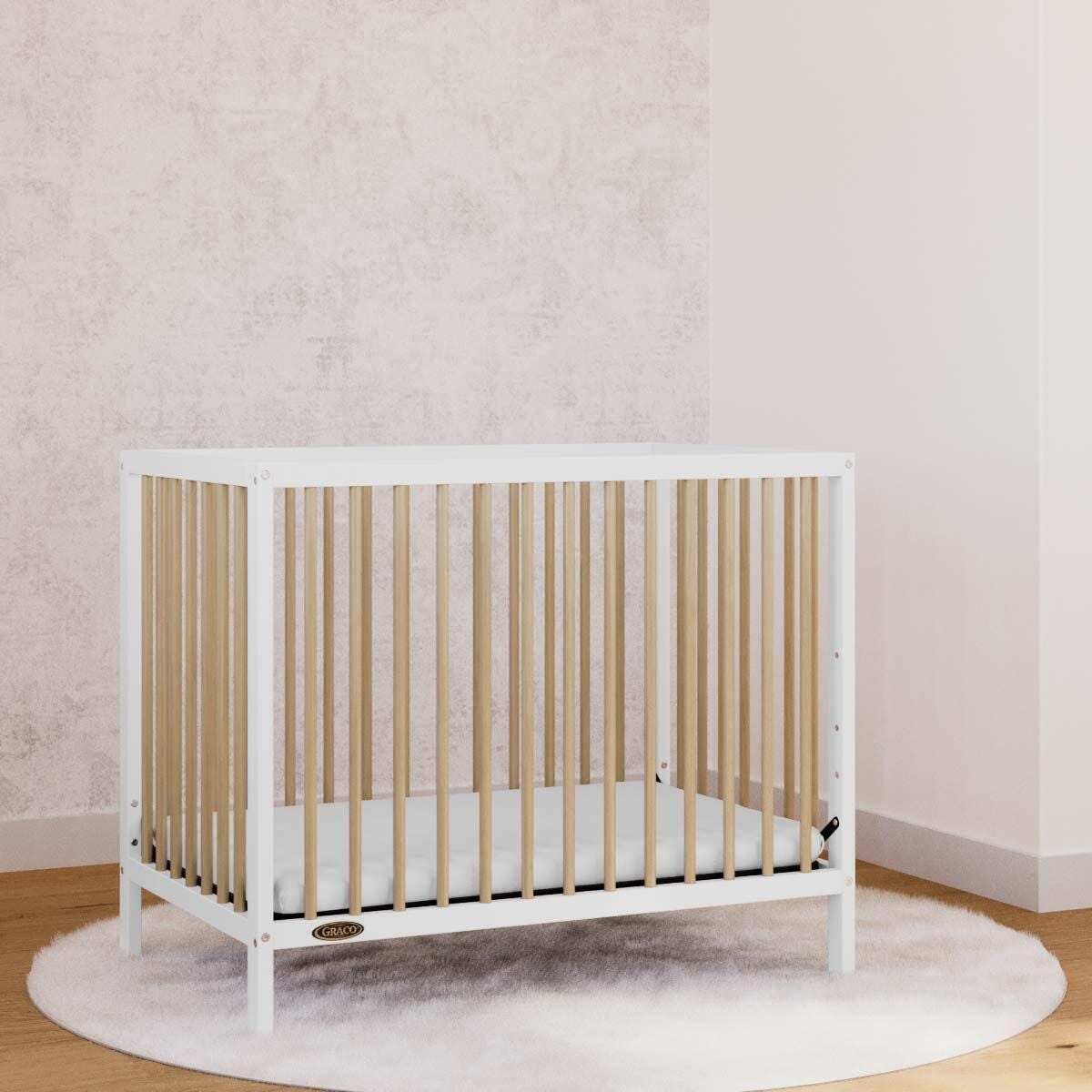 Graco Teddi 4-in-1 Convertible Mini Crib, White/Driftwood, large