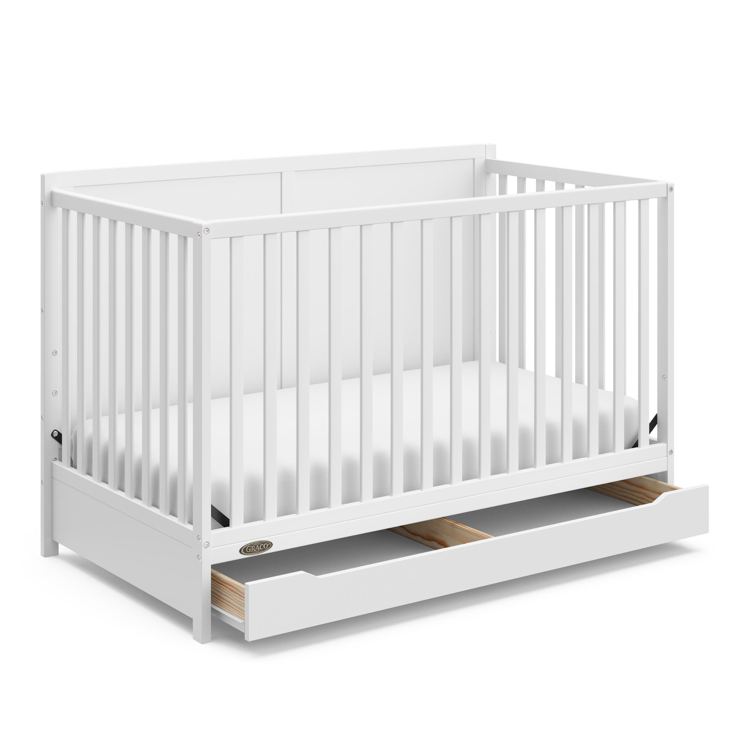 Graco Melrose 5-in-1 Convertible Crib with Drawer, White, large