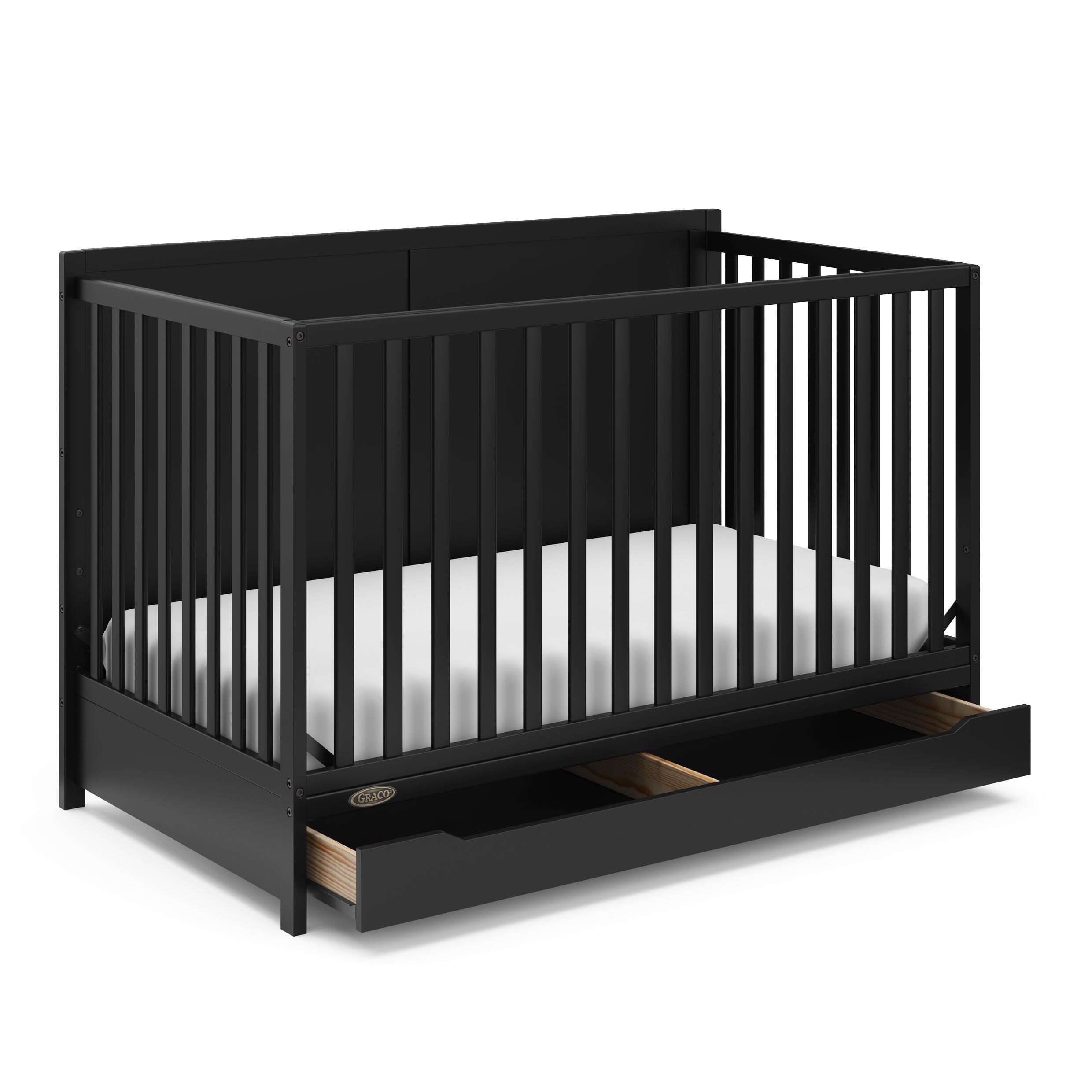 Graco Melrose 5-in-1 Convertible Crib with Drawer, Black, large