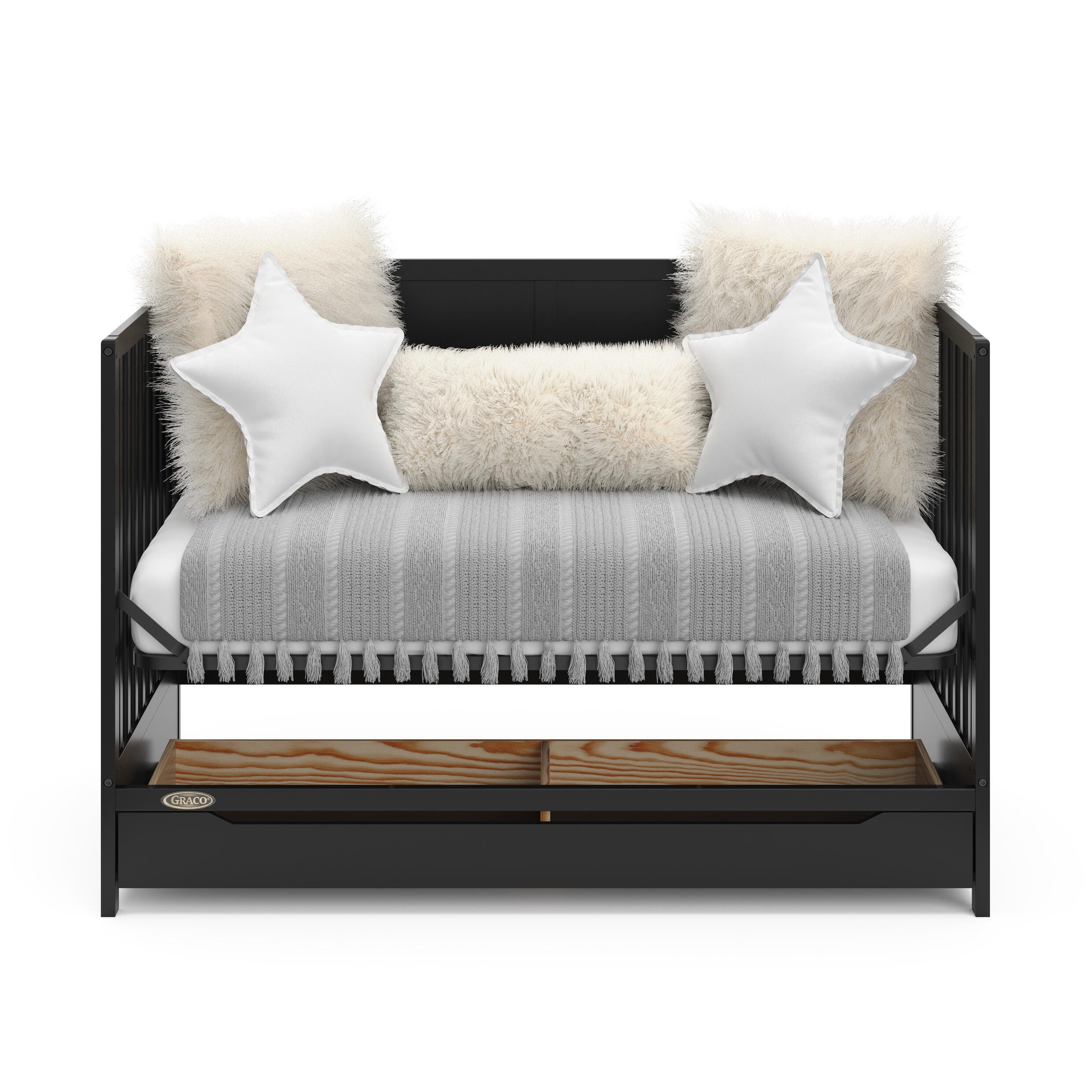 Graco Melrose 5-in-1 Convertible Crib with Drawer, Black, large