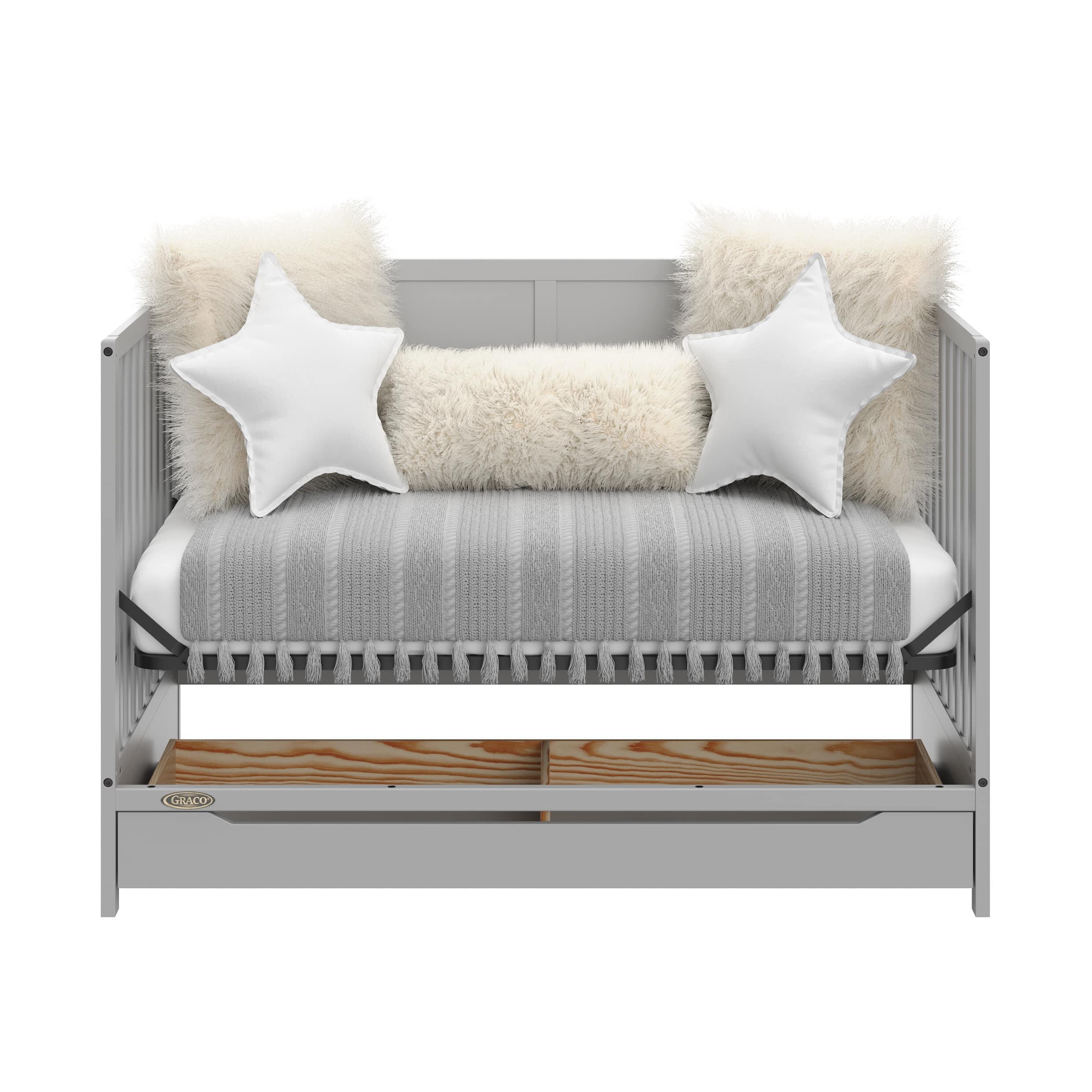 Graco Melrose 5-in-1 Convertible Crib with Drawer, Pebble Gray, large